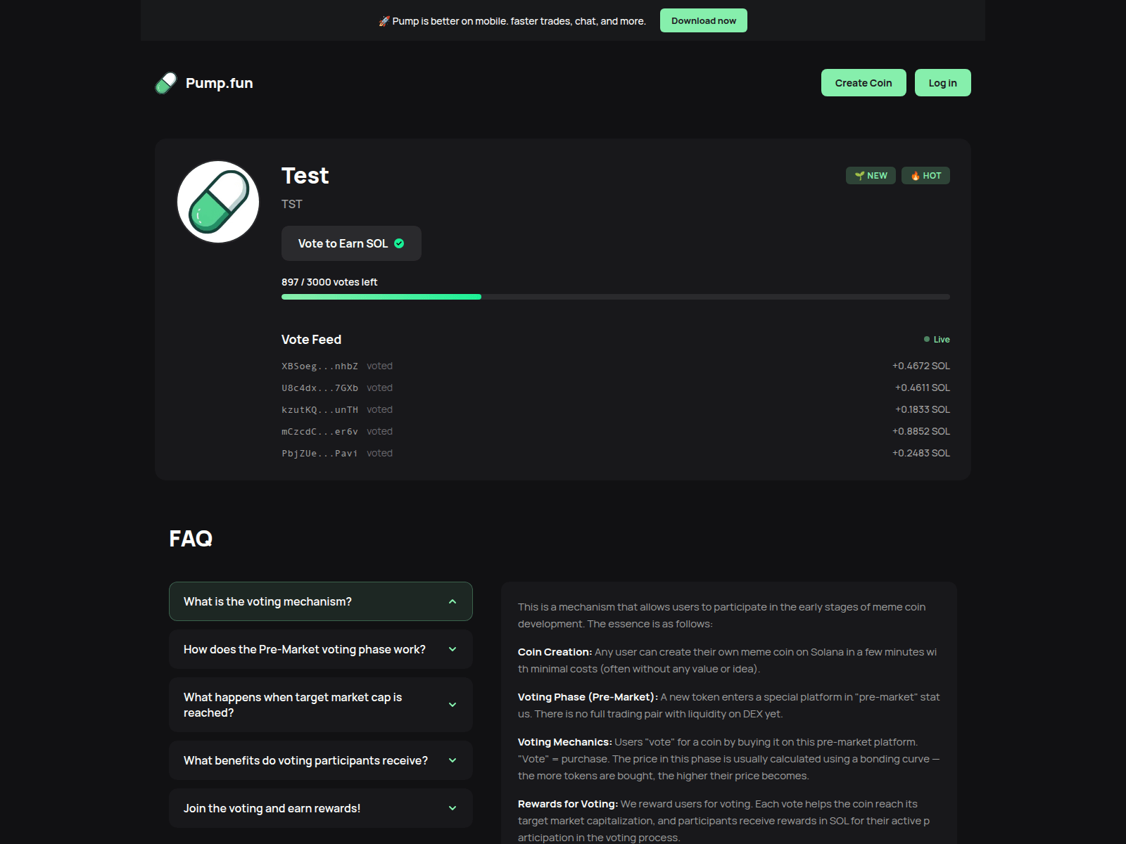 Screenshot of tst.votespump.fun