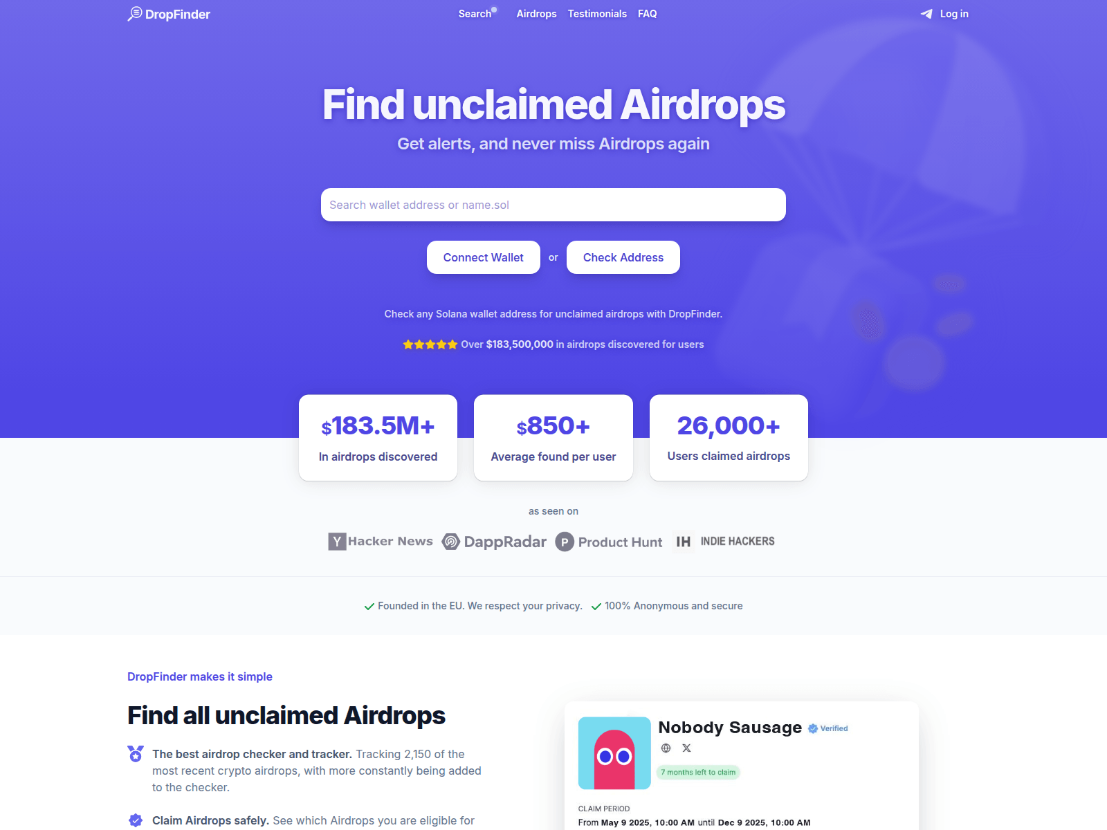 Screenshot of drop-finder-c6378h.vercel.app