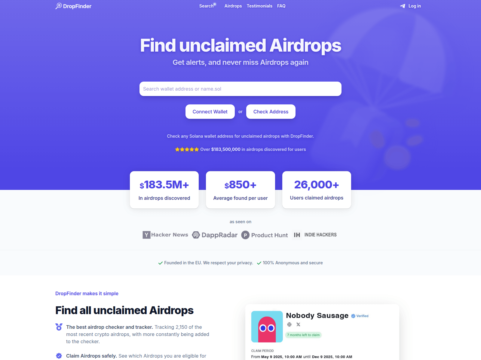 Screenshot of drop-finder-c6627b.vercel.app