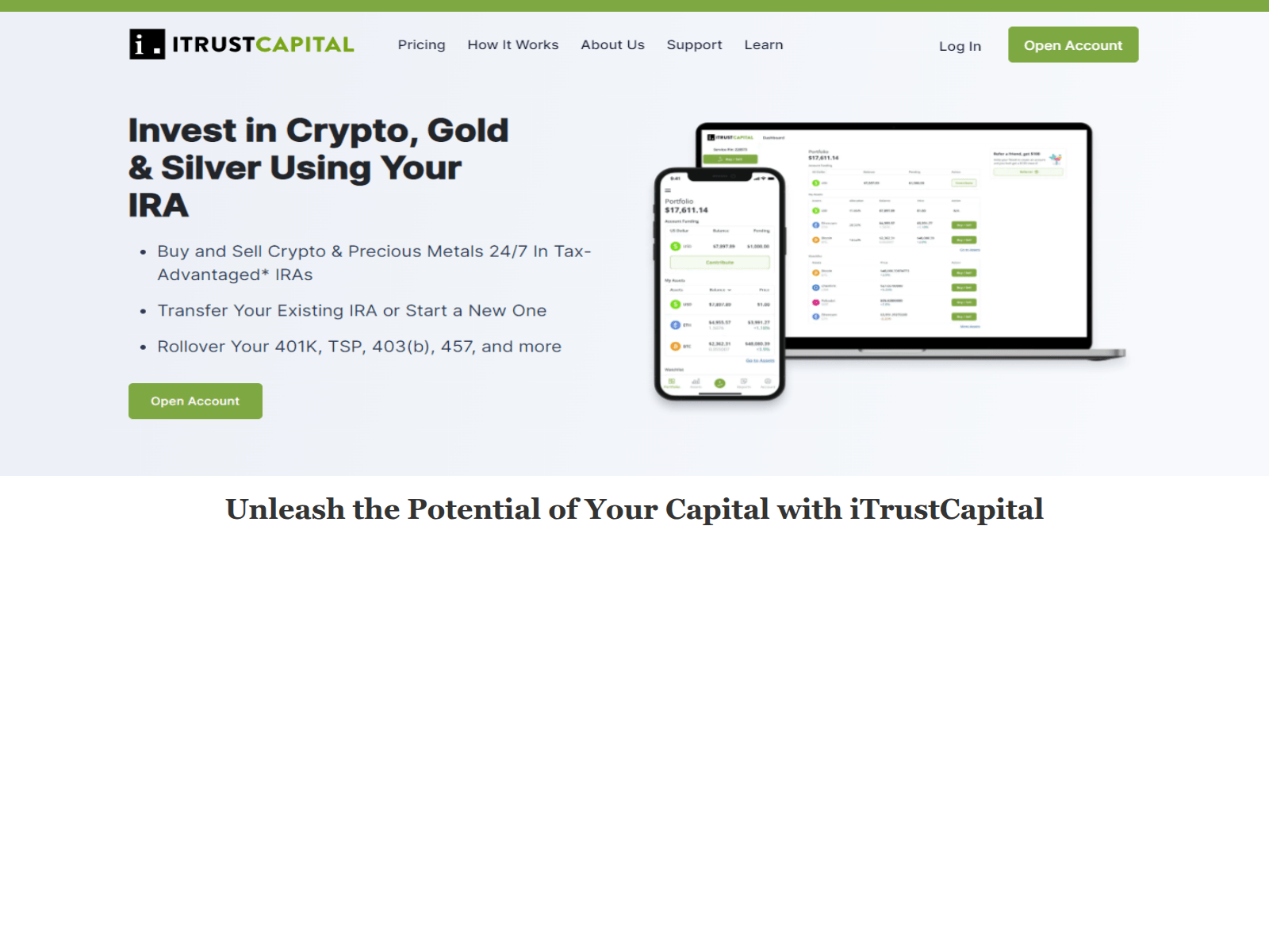 Screenshot of itrustcapitalelogine.webflow.io