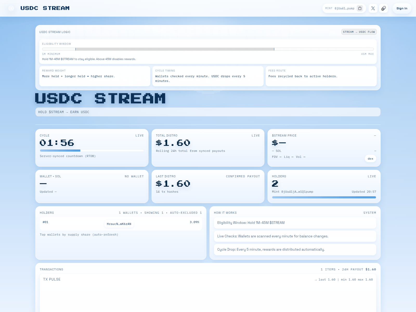 Screenshot of usdcstream.fun