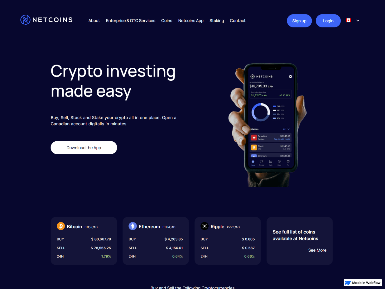 Screenshot of sso-ca-netcoins-com-auths.webflow.io