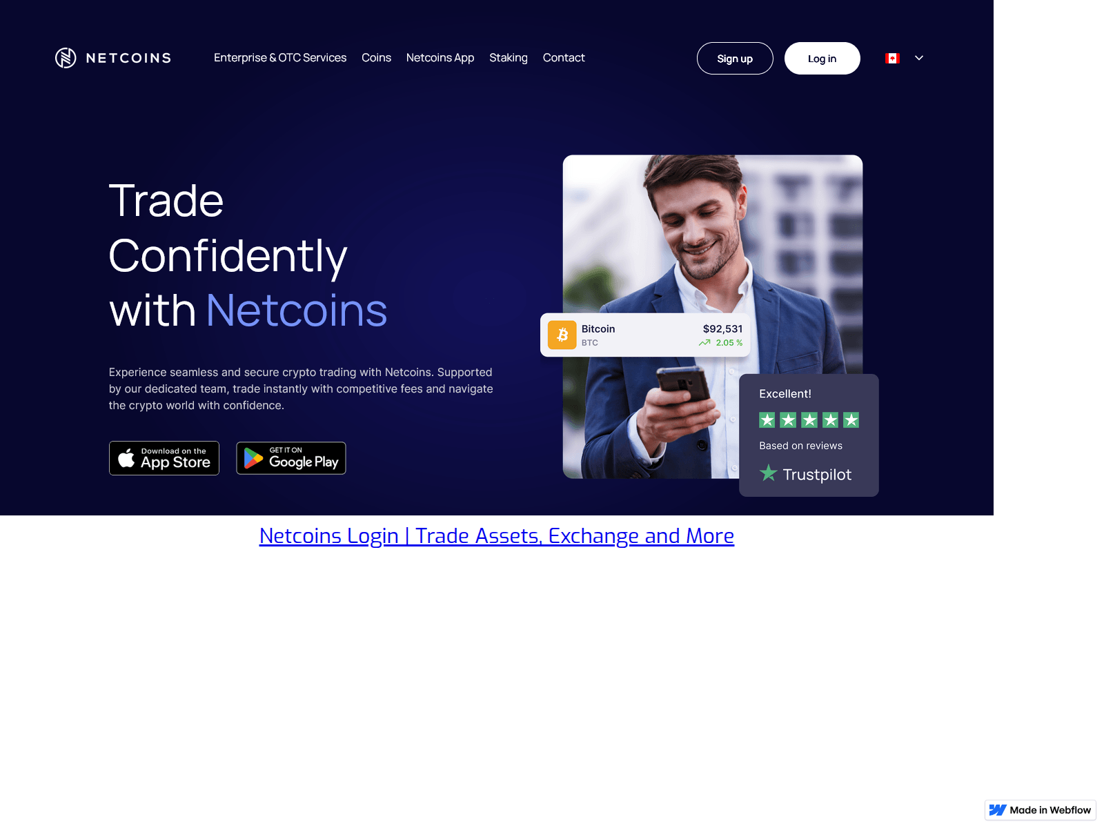 Screenshot of netcoinloginbutton.webflow.io