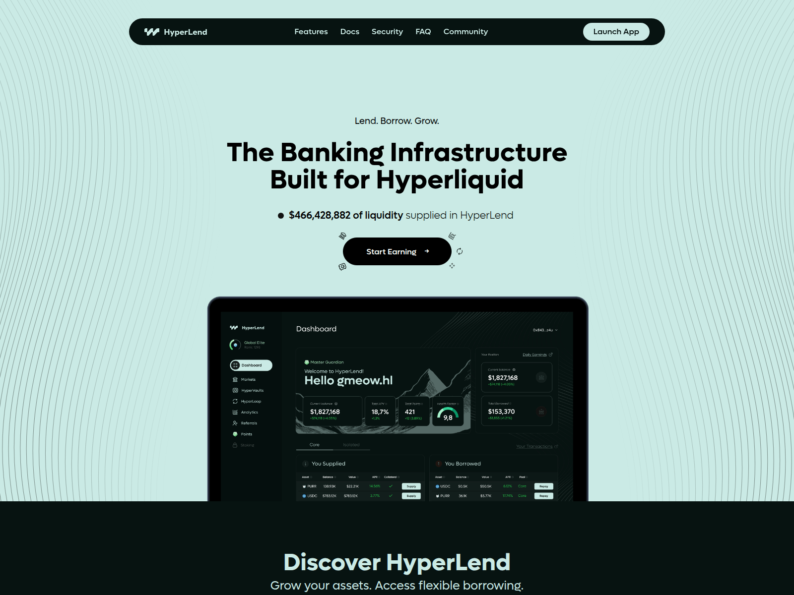 Screenshot of hyperlened.finance