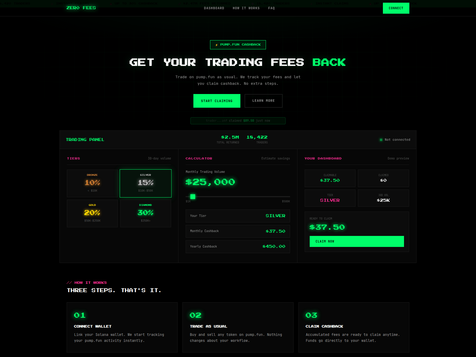 Screenshot of app-zerofees.fun