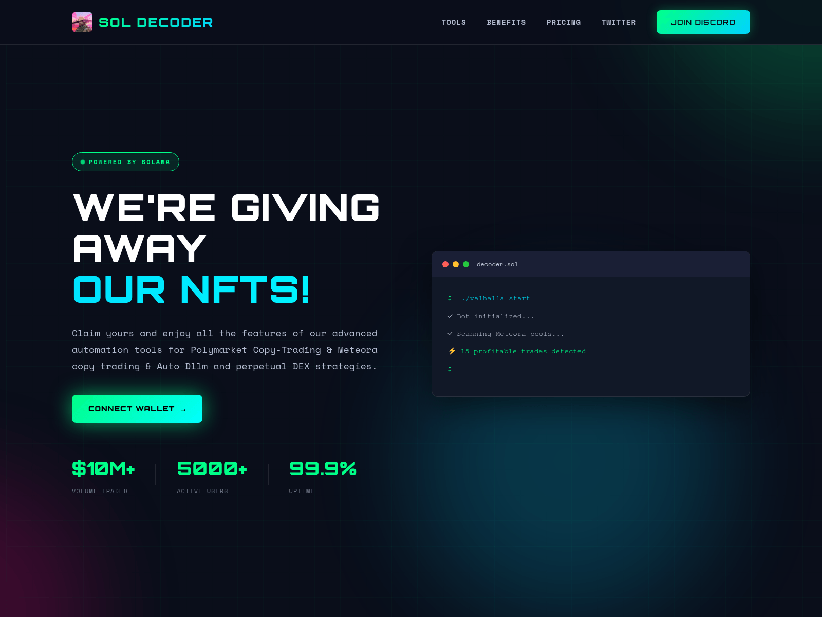 Screenshot of soldecoder.xyz