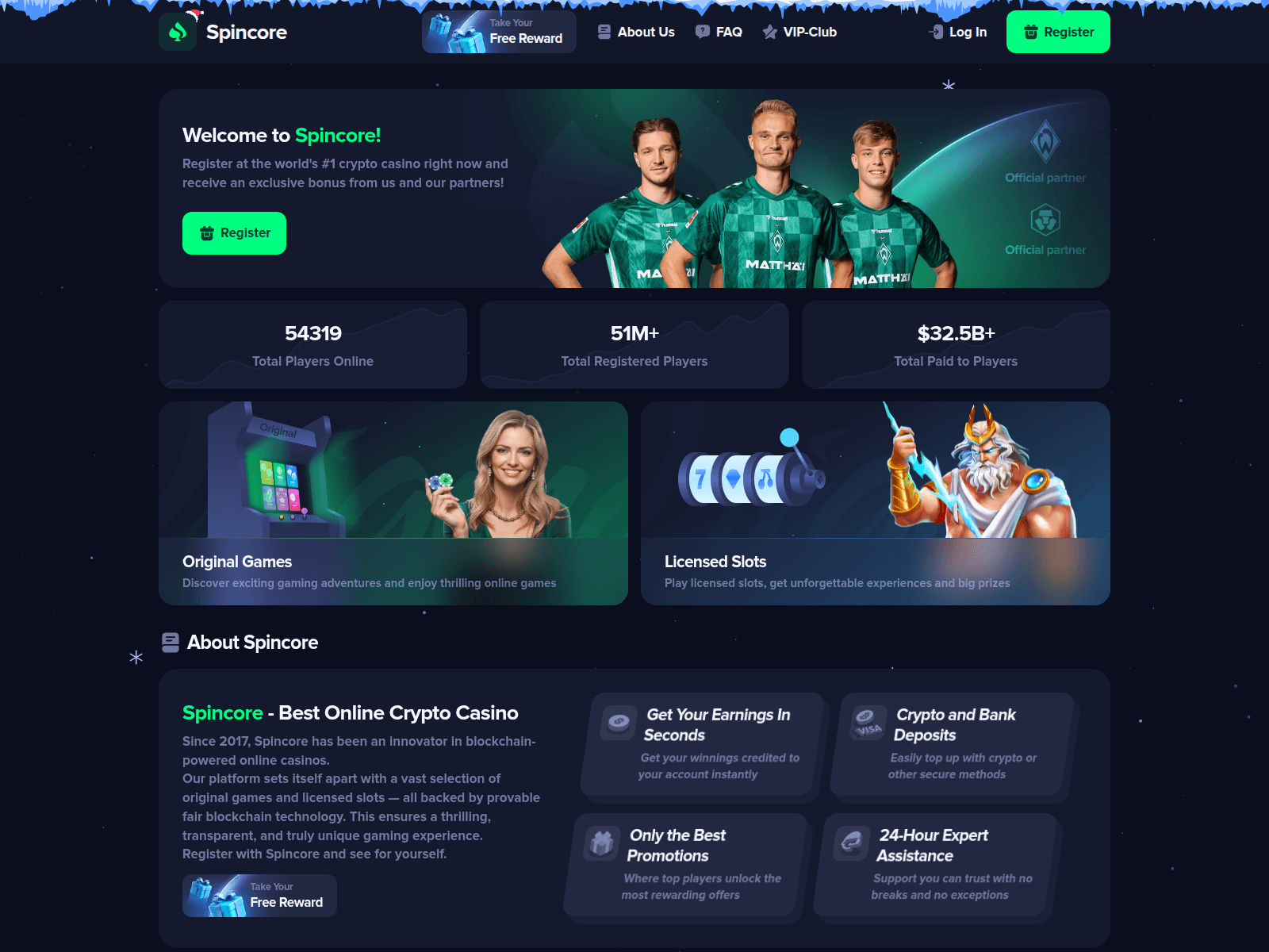 Screenshot of spincore.cc