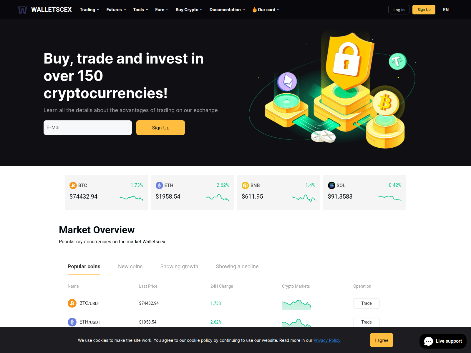 Screenshot of walletscex.com