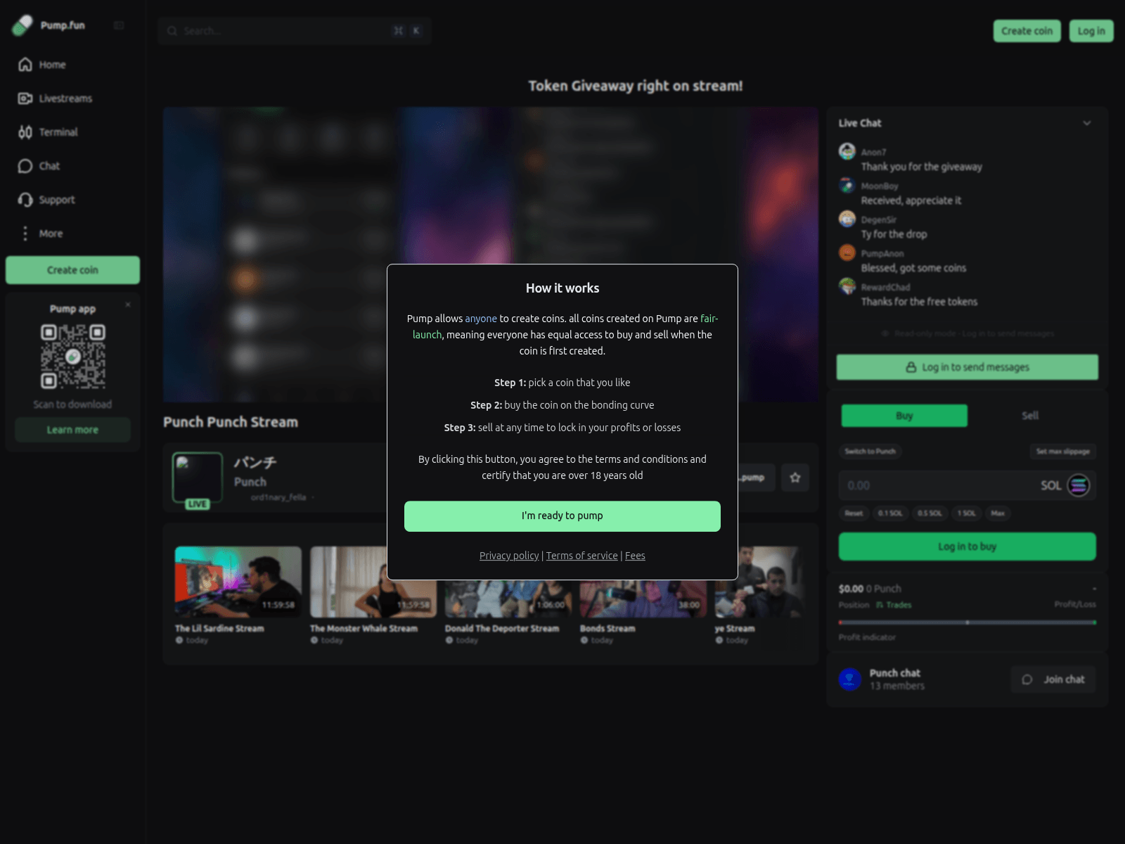 Screenshot of peump.fun
