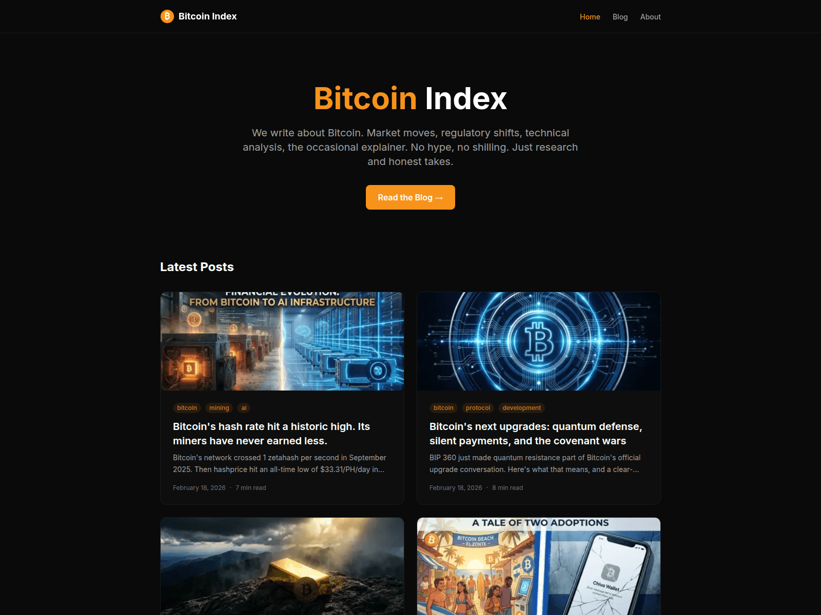 Screenshot of bitcoinindex.net
