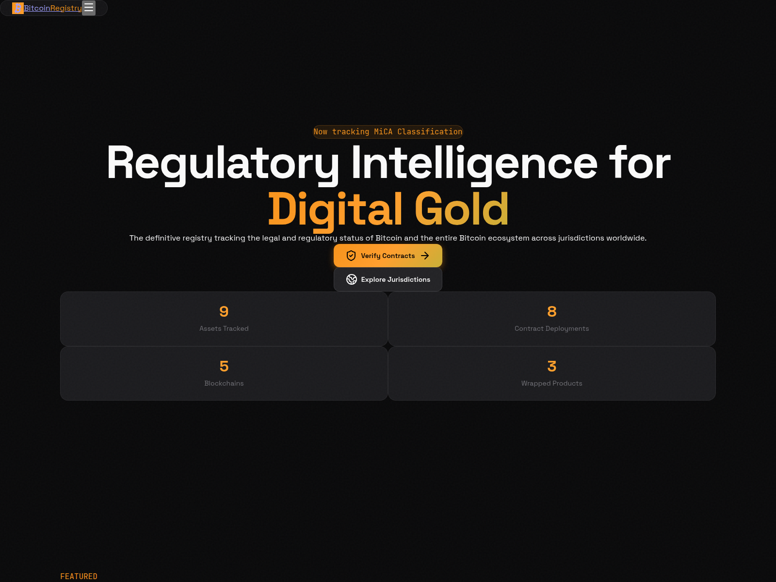 Screenshot of bitcoinregistry.org
