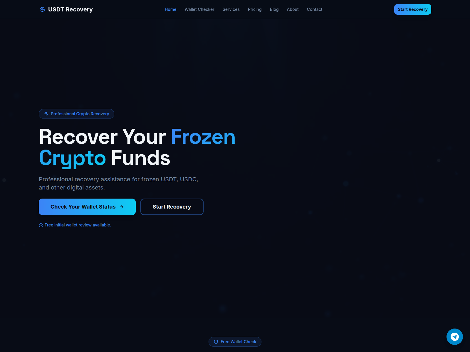 Screenshot of usdtrecovery.com