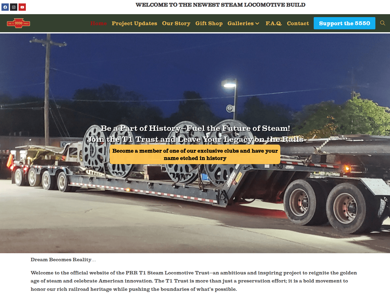 Screenshot of prrt1steamlocomotivetrust.org