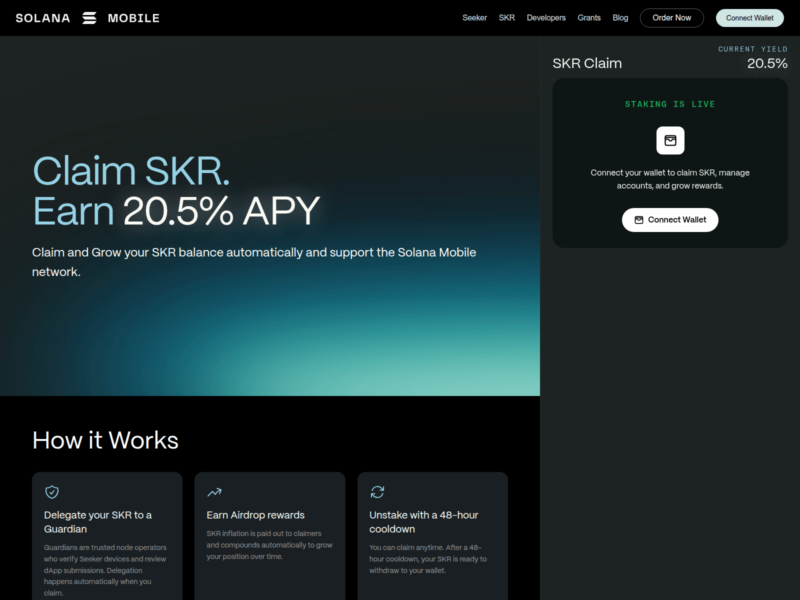 Screenshot of airdrop.solanamobile.cv