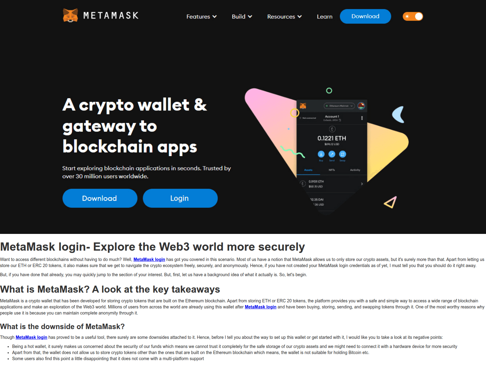 Screenshot of metamesklgi.webflow.io