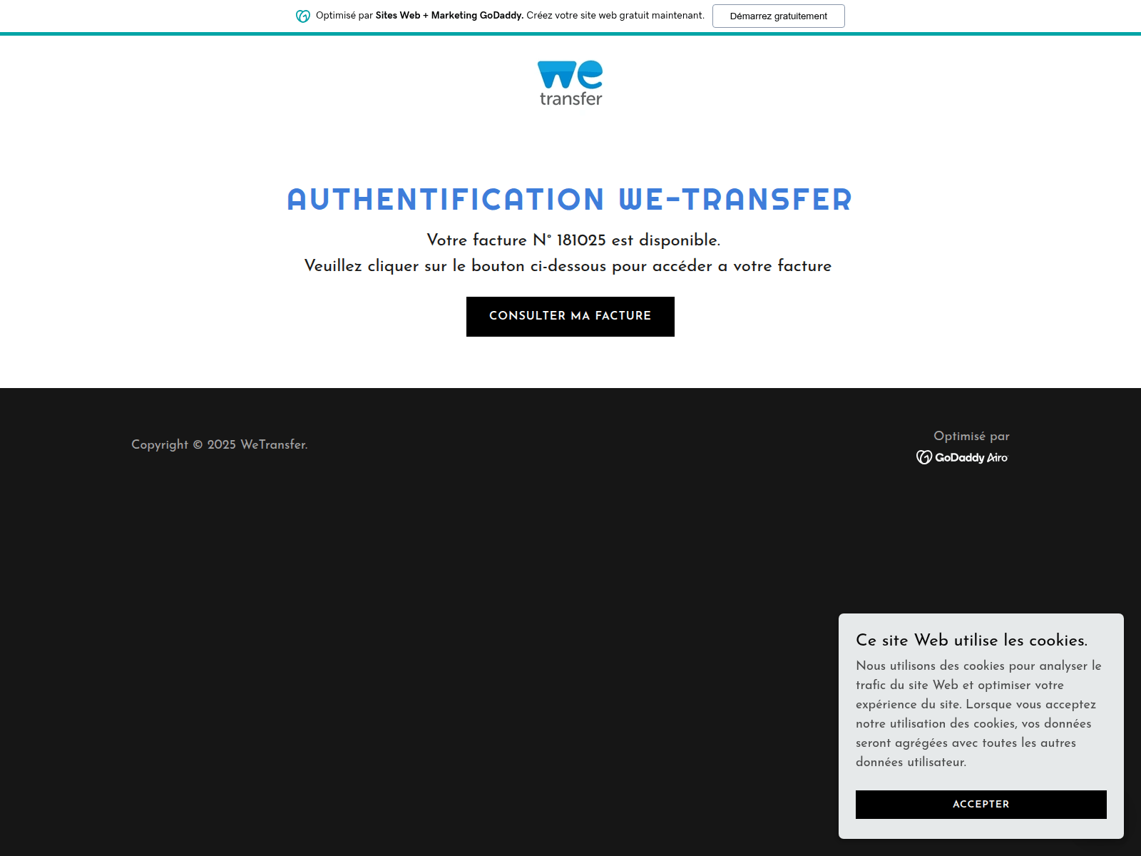 Screenshot of wetransfer0.godaddysites.com