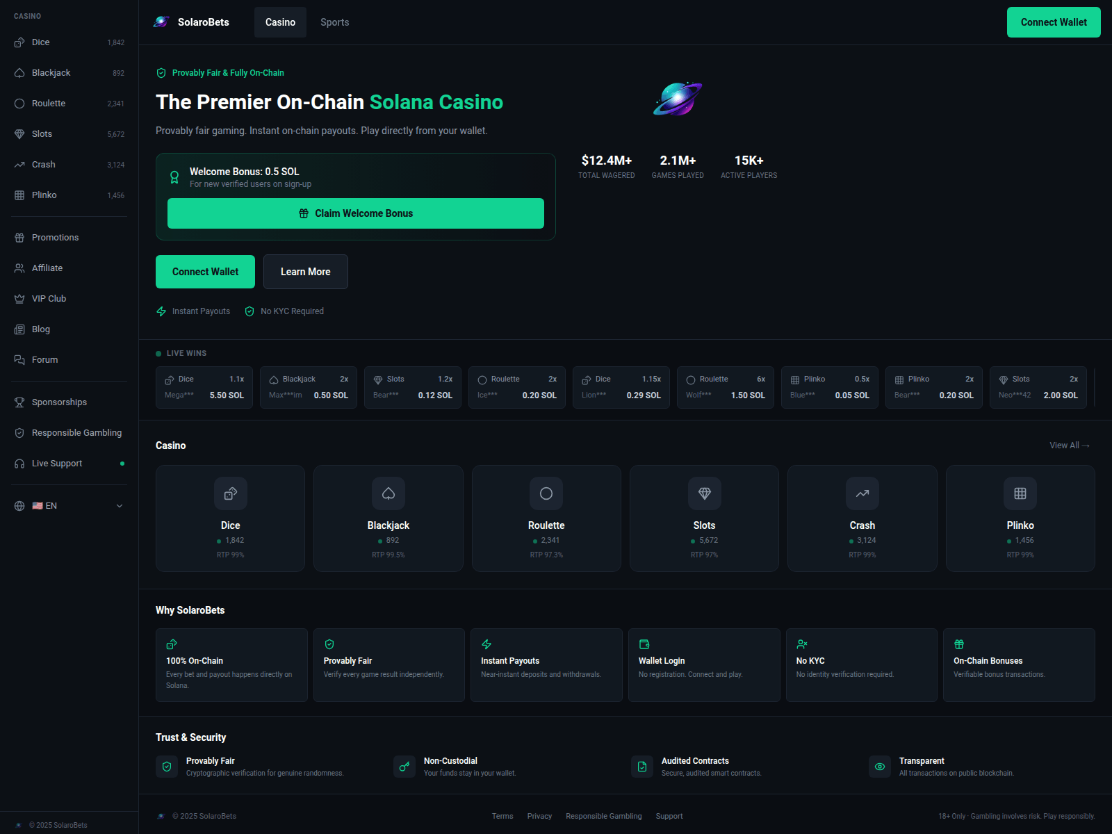 Screenshot of solarobets.com