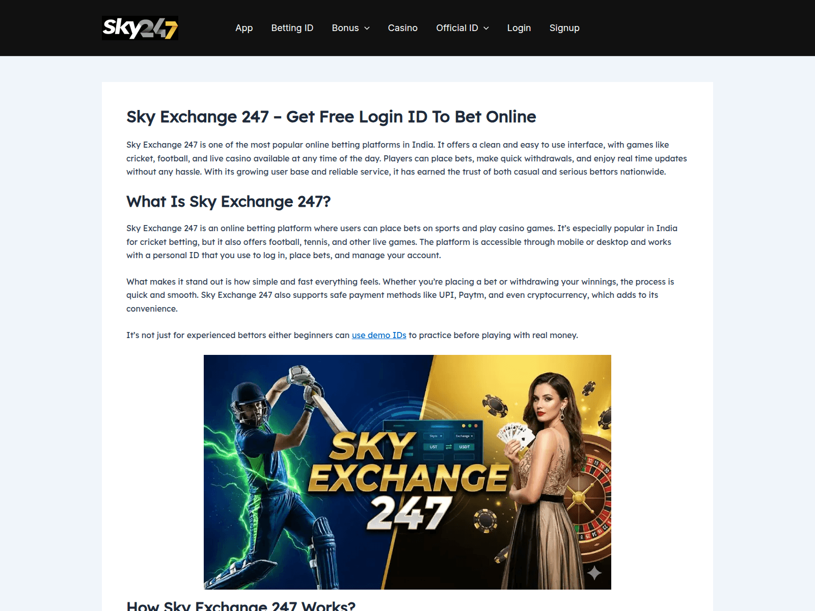 Screenshot of skyexchange247id.com