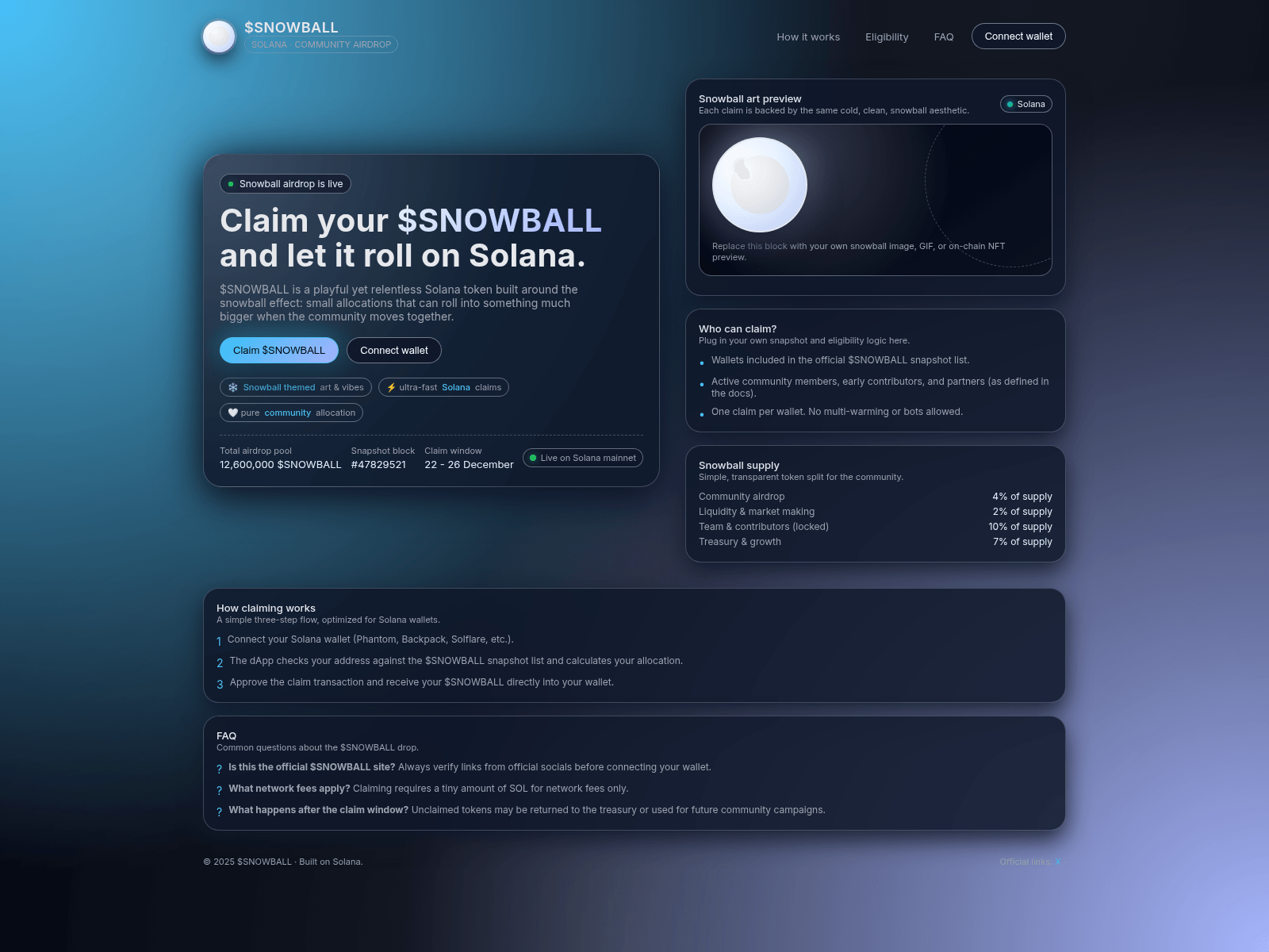 Screenshot of snowball-sol.xyz