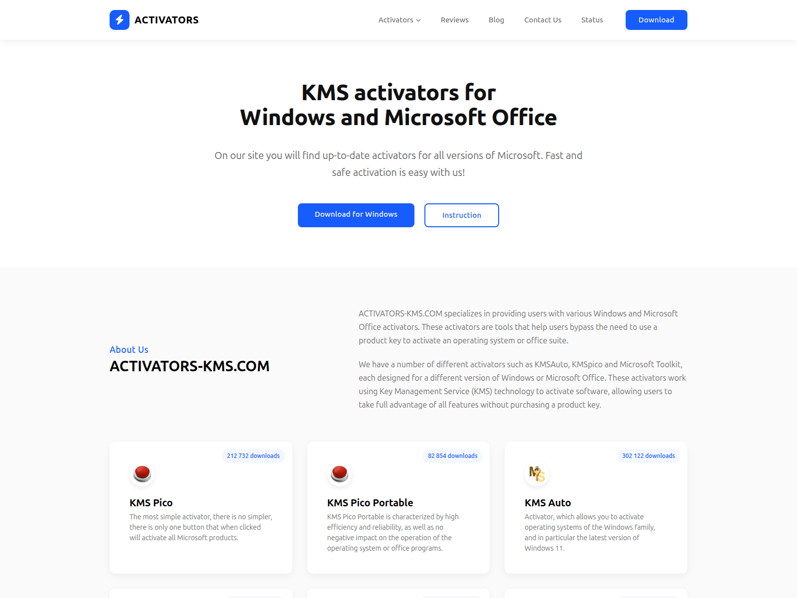 Screenshot of activators-kms.com