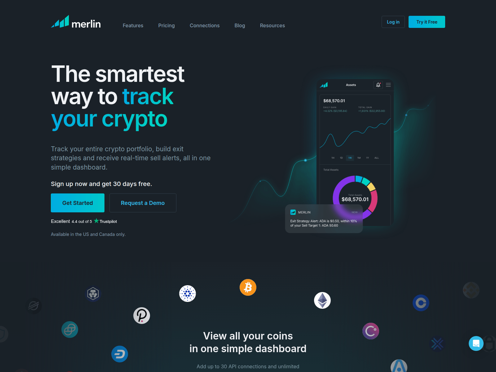 Screenshot of www.merlincrypto.com