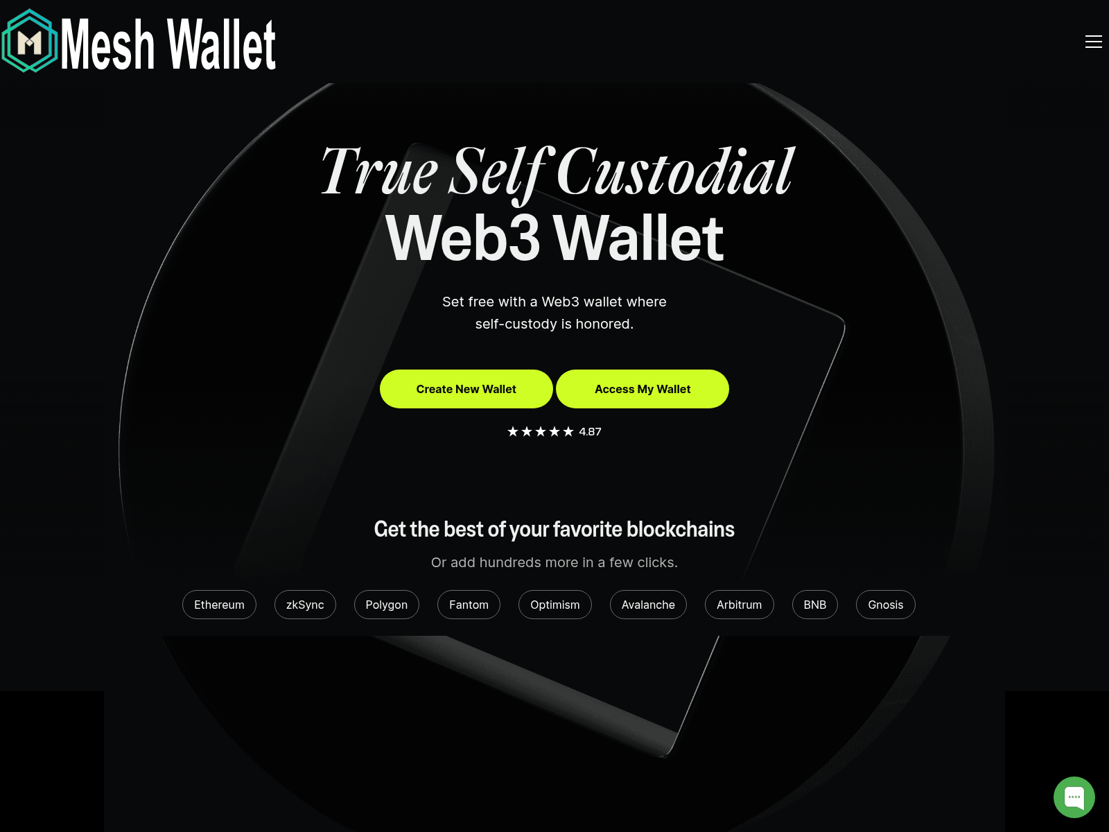 Screenshot of web3.meshwallets.com