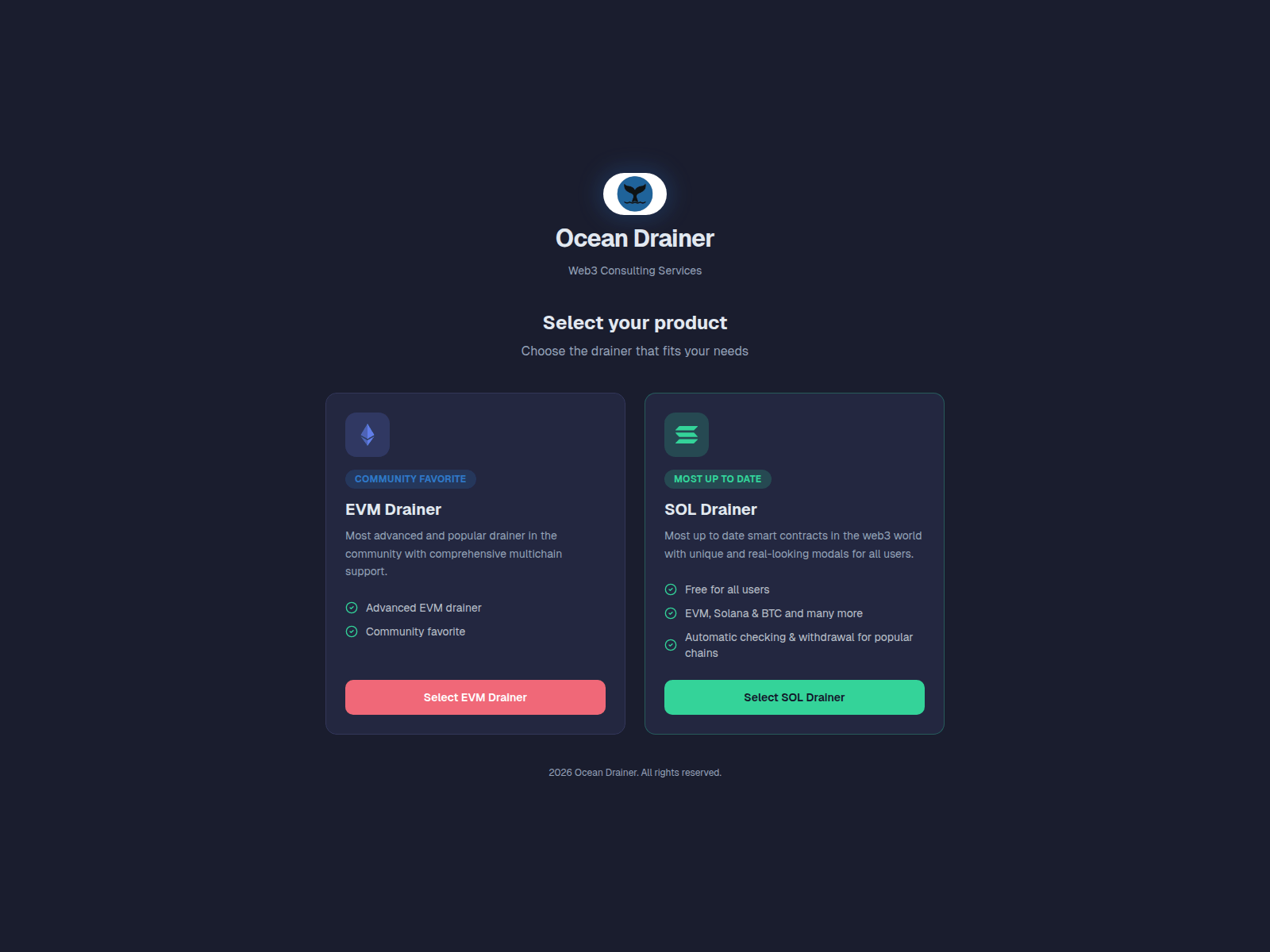 Screenshot of oceandrainer.xyz