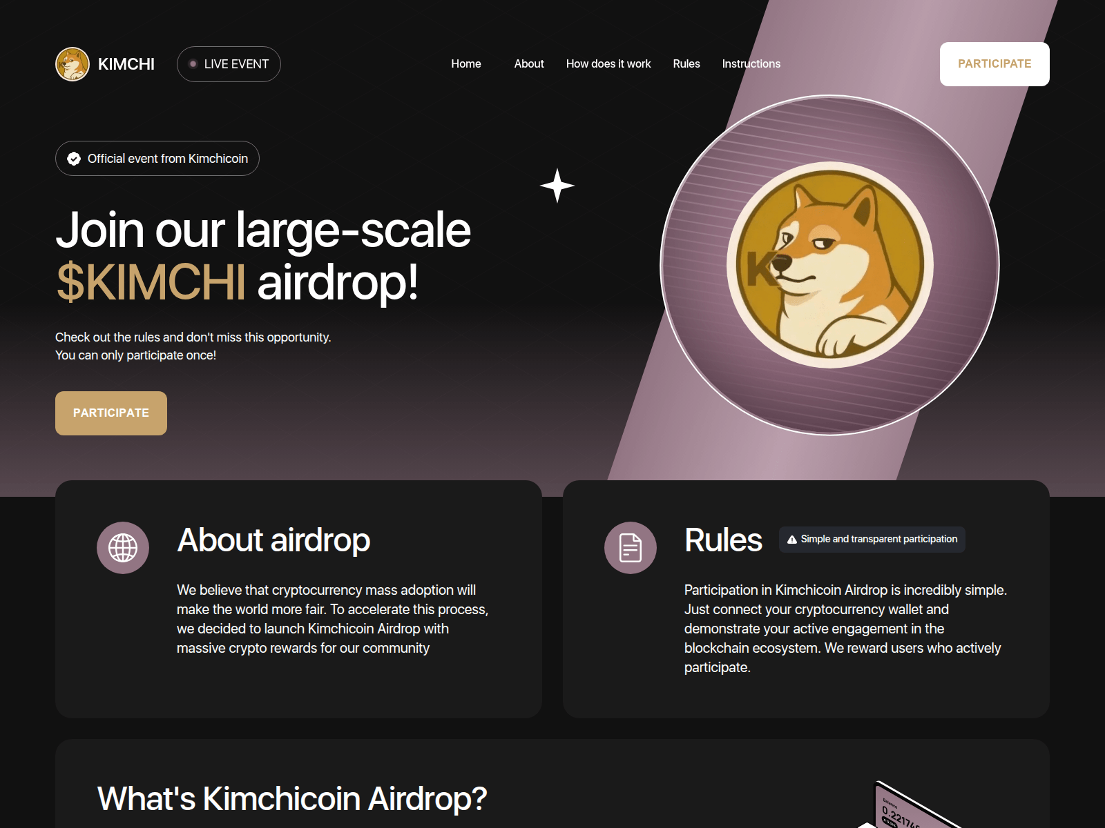 Screenshot of kimchiofficial.live