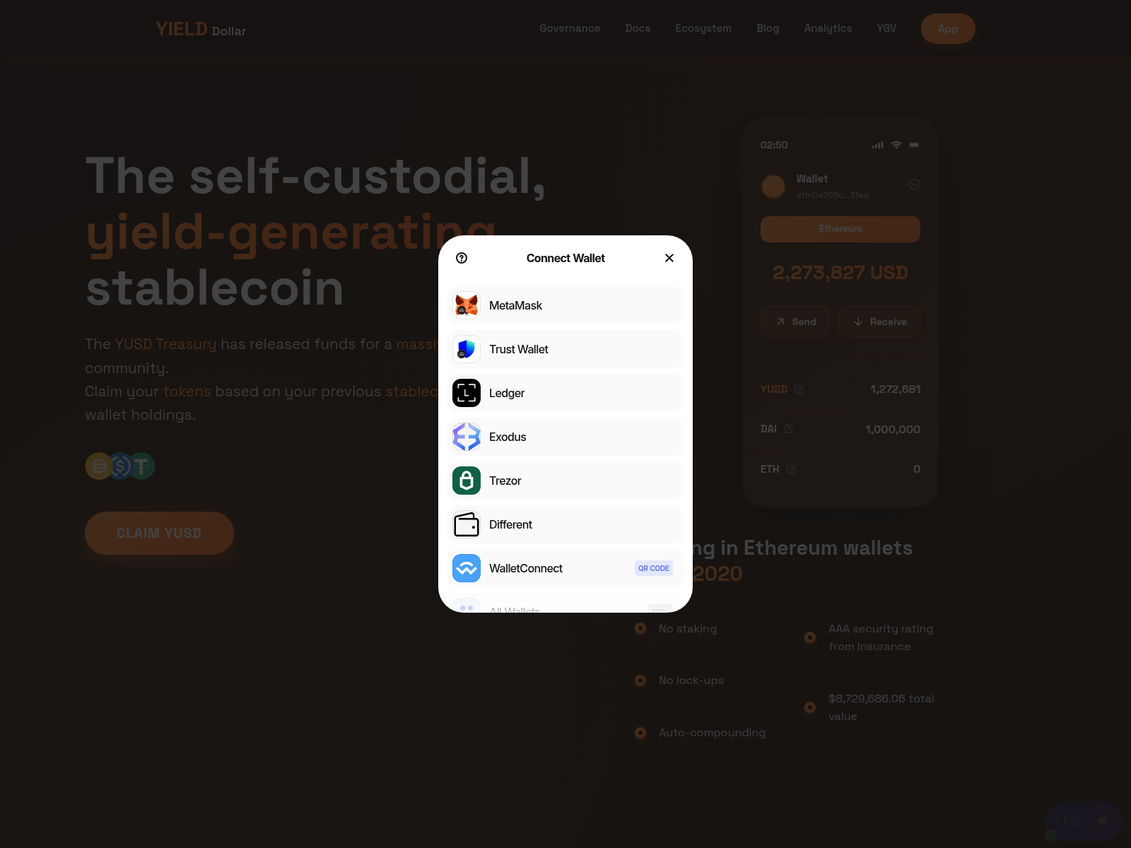 Screenshot of yftether.io
