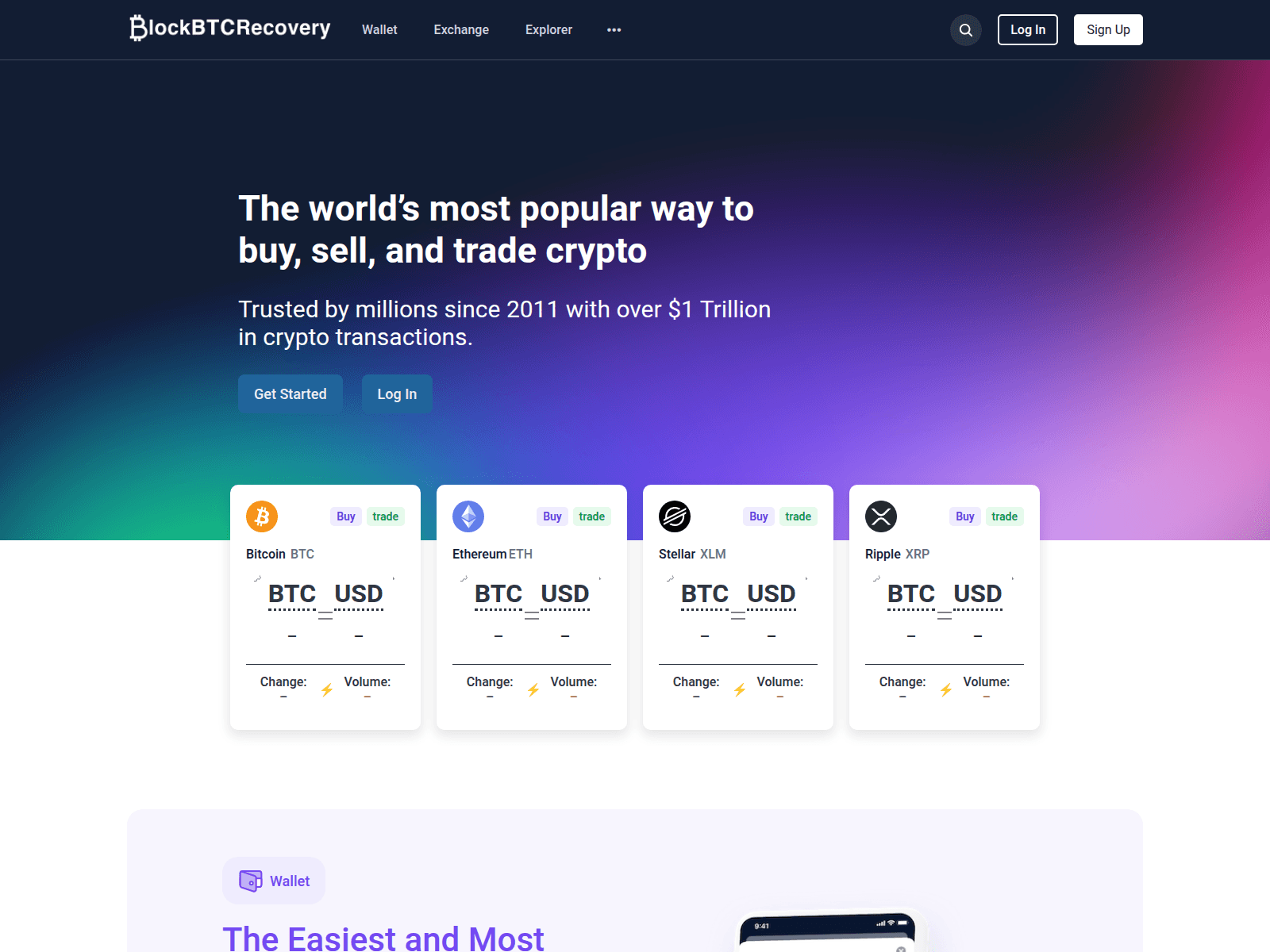Screenshot of blockbtcrecover.com