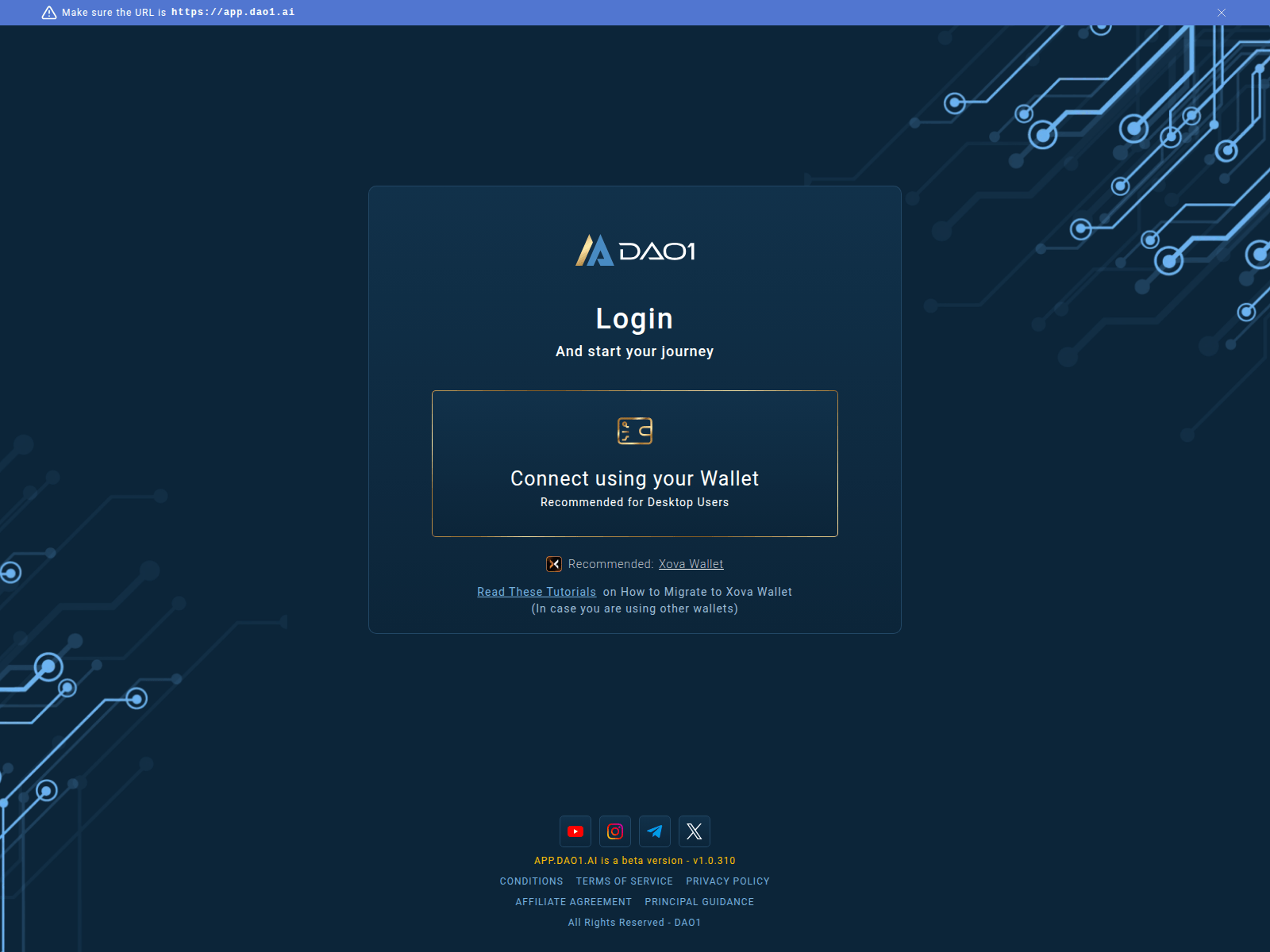 Screenshot of app.dao1.ai
