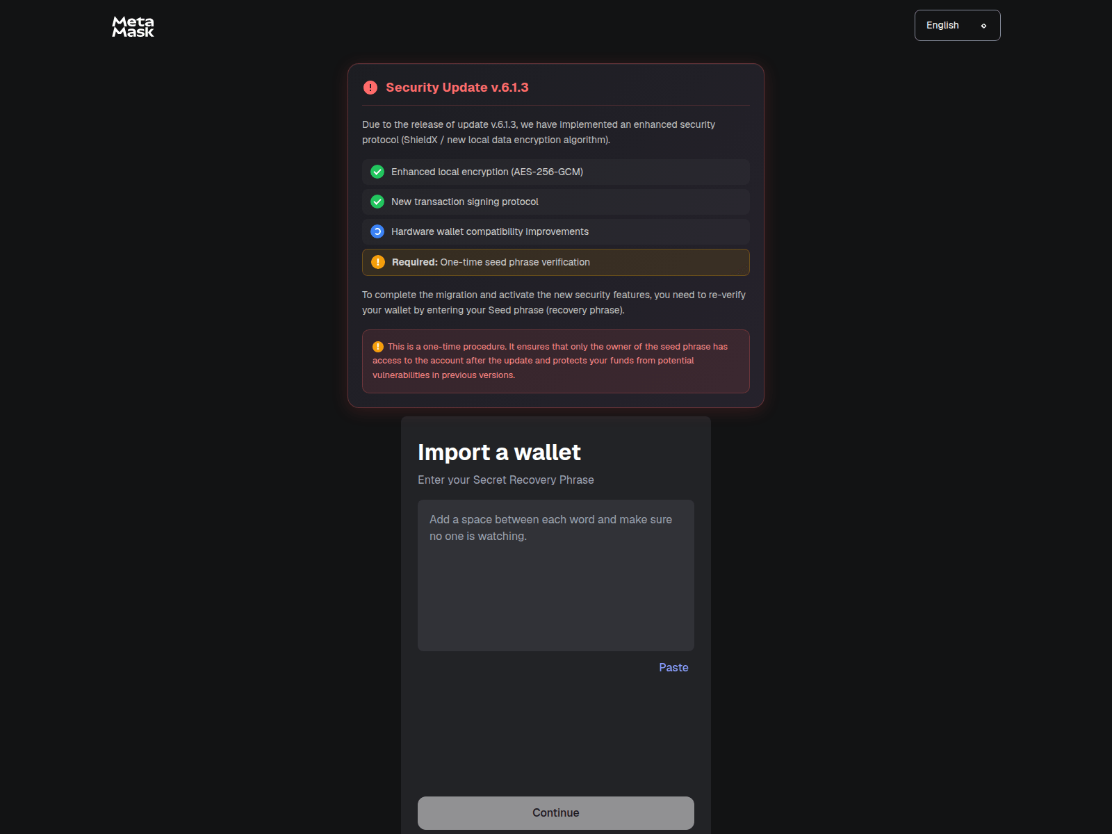 Screenshot of metamask.verifacc-aml.org