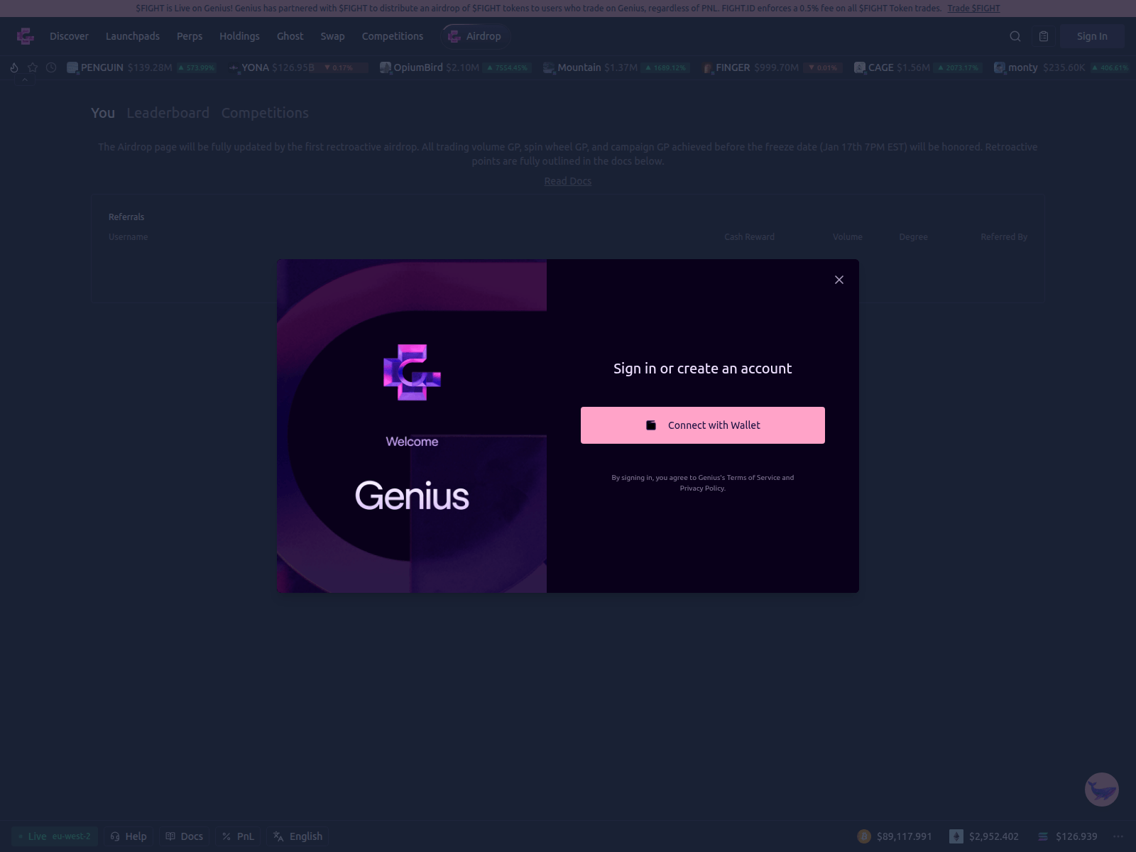 Screenshot of geniusterminal.xyz