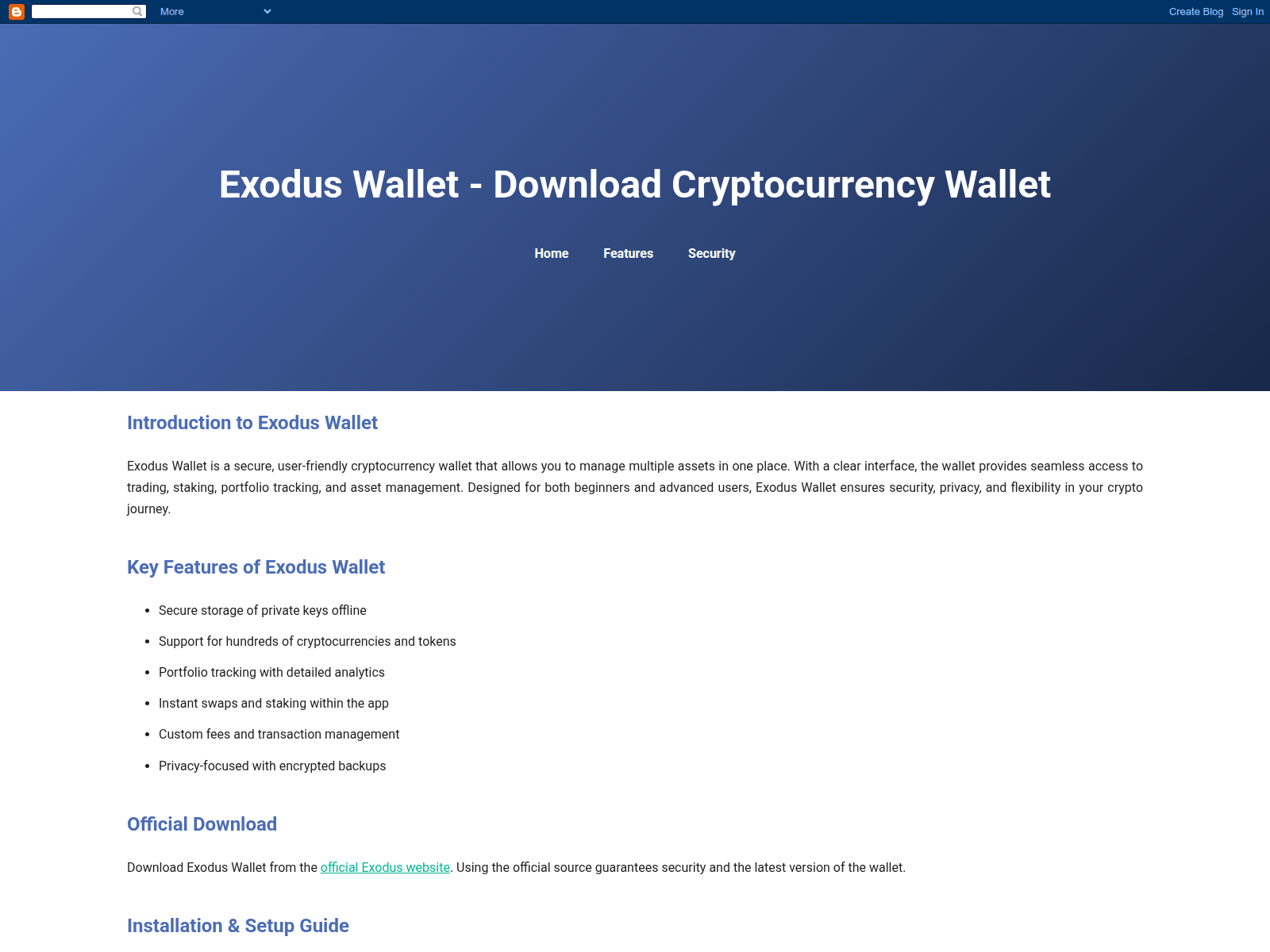 Screenshot of home-exodus-wallet.blogspot.com