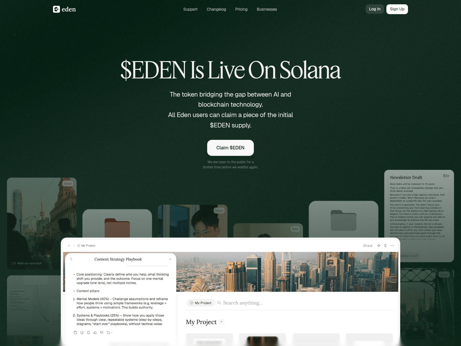 Screenshot of claim-eden.com