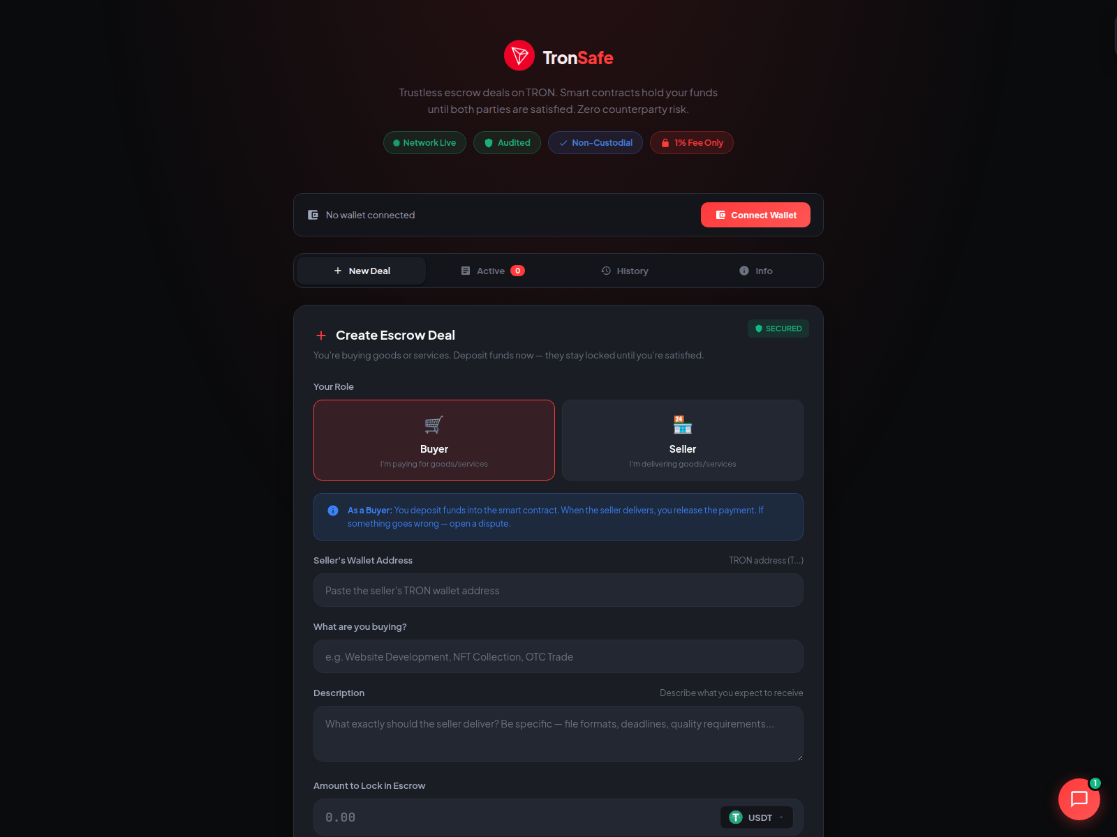 Screenshot of tronsafe.app