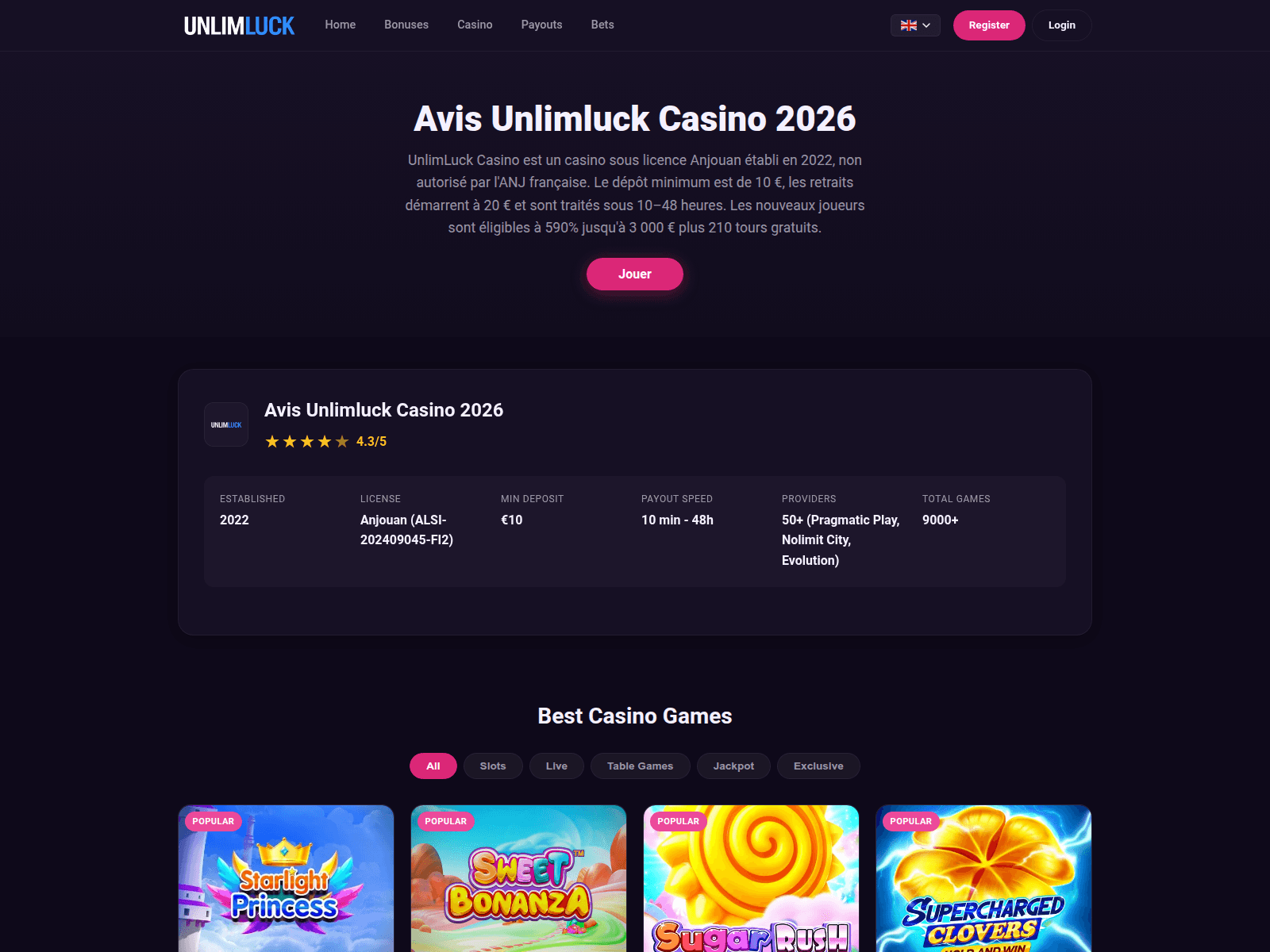 Screenshot of unlimluckfr.com