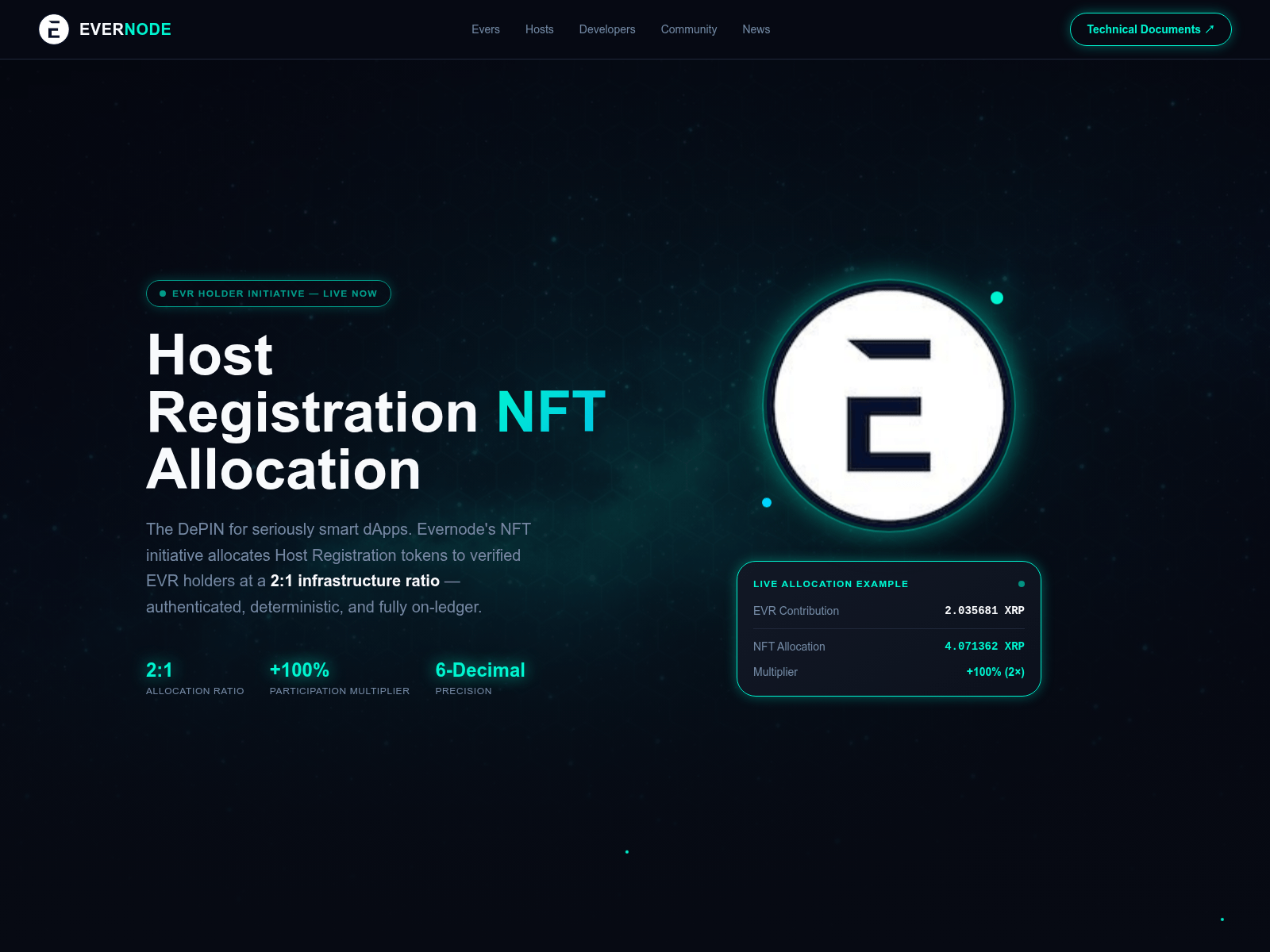 Screenshot of evernodenft.org