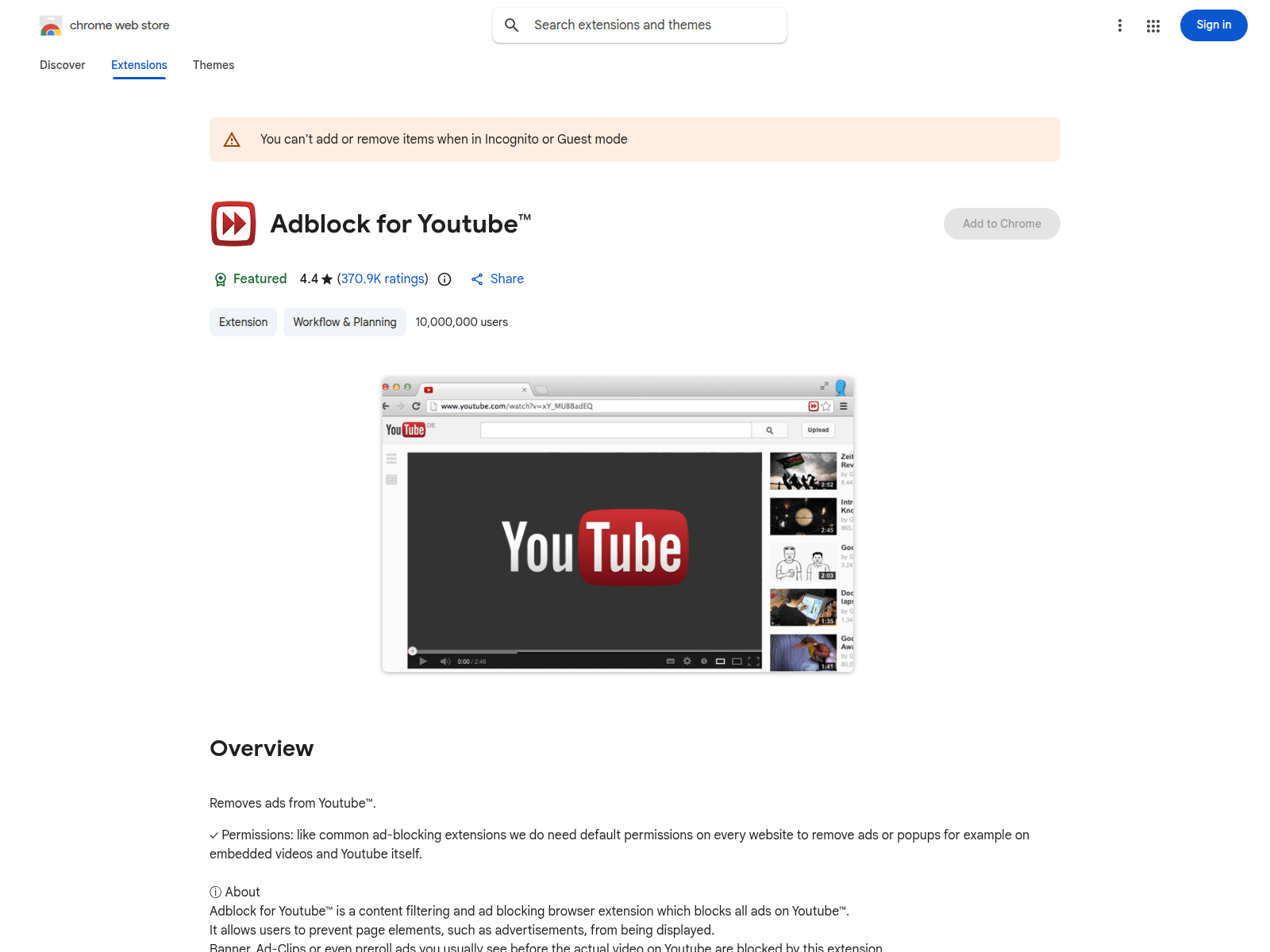 Screenshot of chromeswebstored-adblock-for-youtube.com