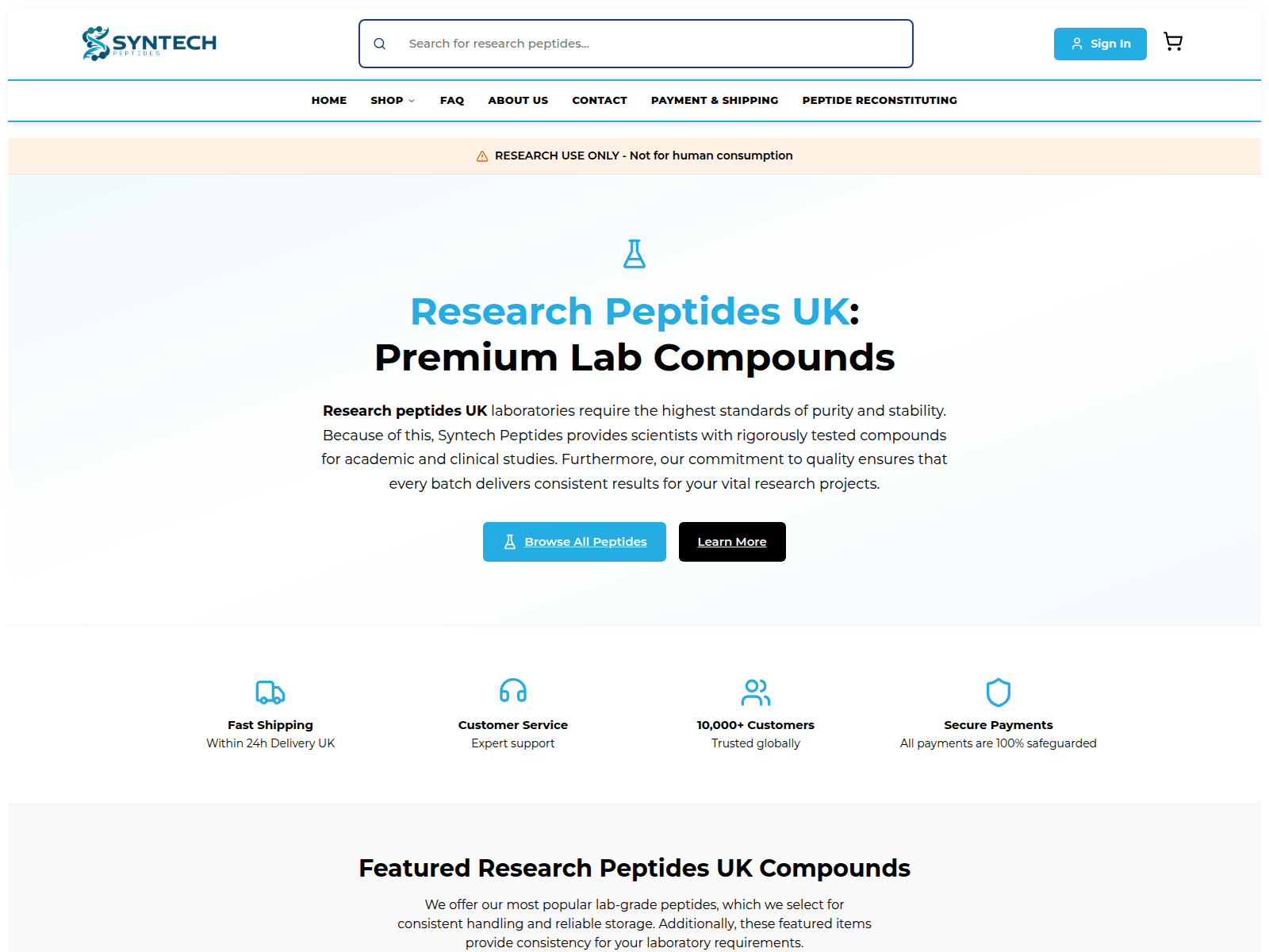 Screenshot of syntechpeptide.com