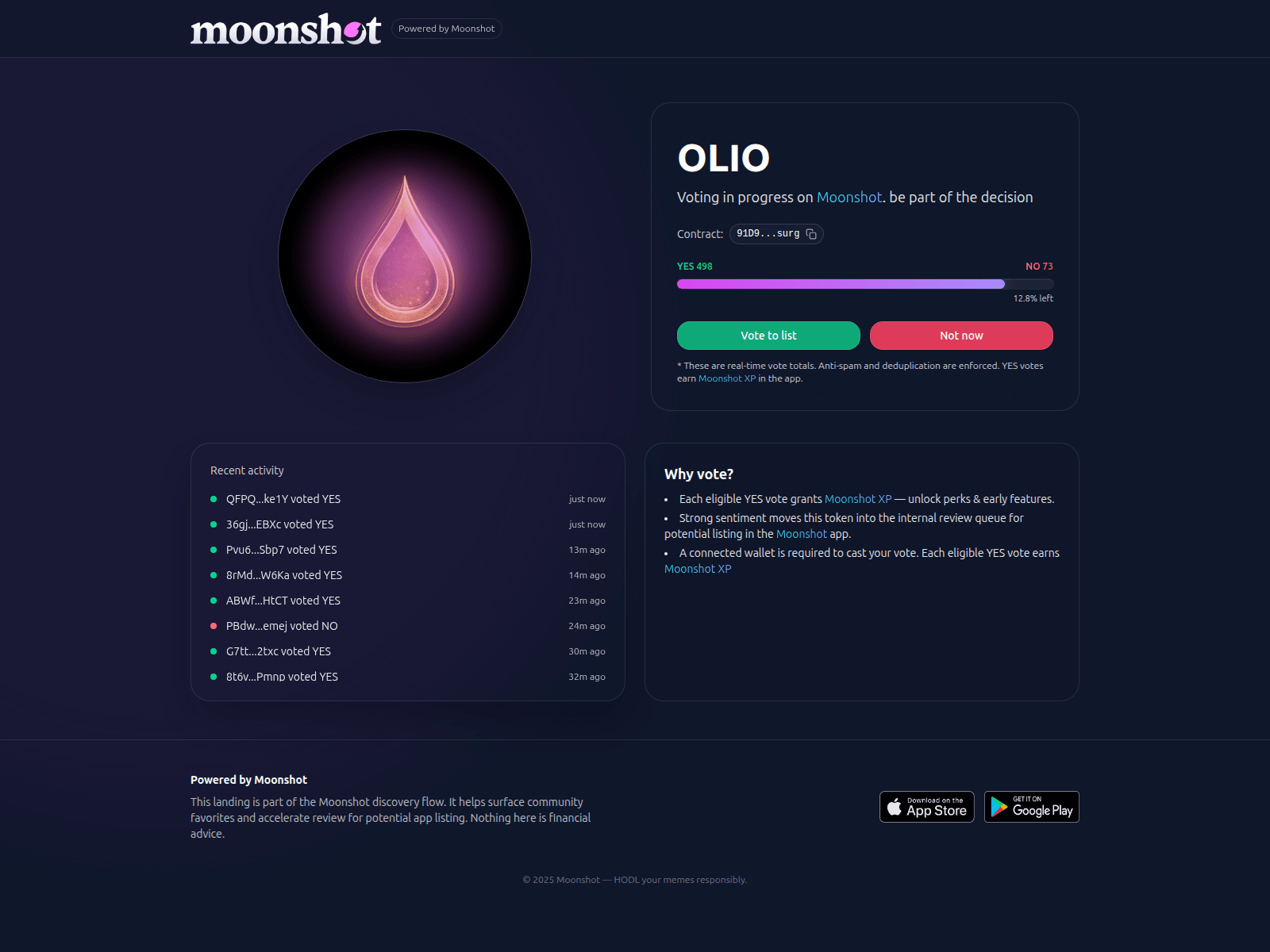 Screenshot of solanacluster.com/vote/91D9BXEGYsqjPGWNmzhSesvnz76L8nz4pSTY4FY6surg