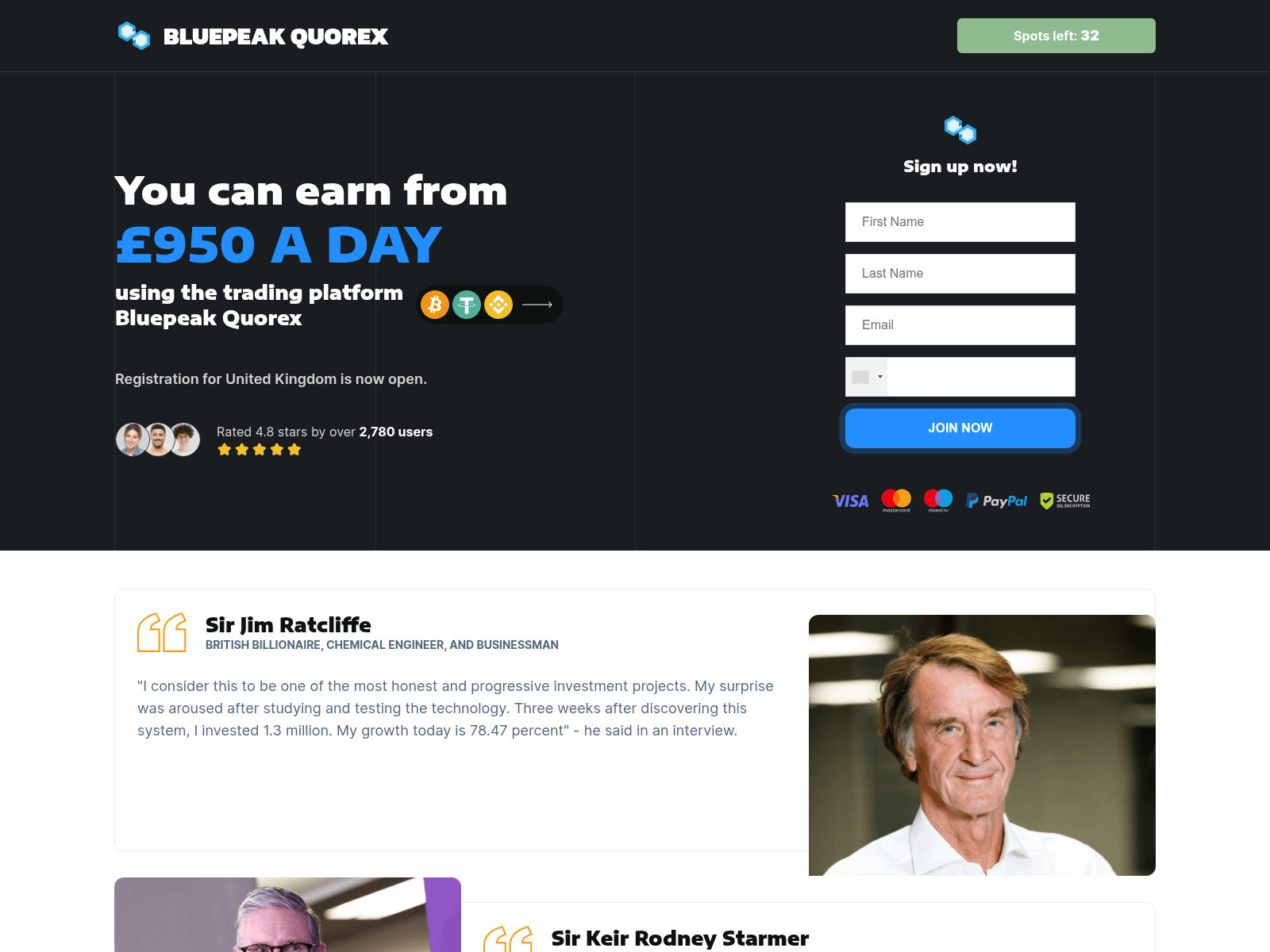 Screenshot of bluepeak-quorex.com