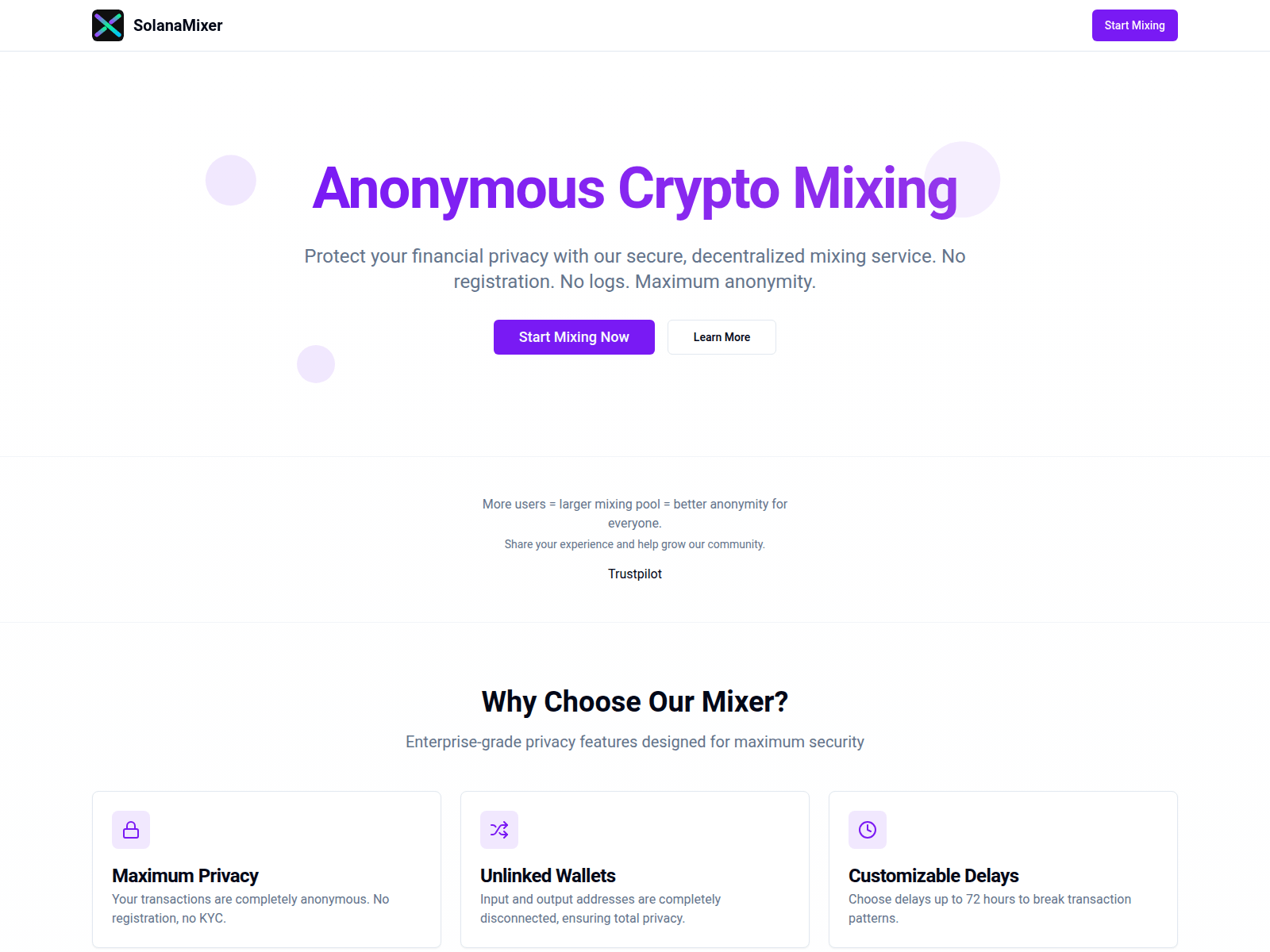 Screenshot of solanamixer.app
