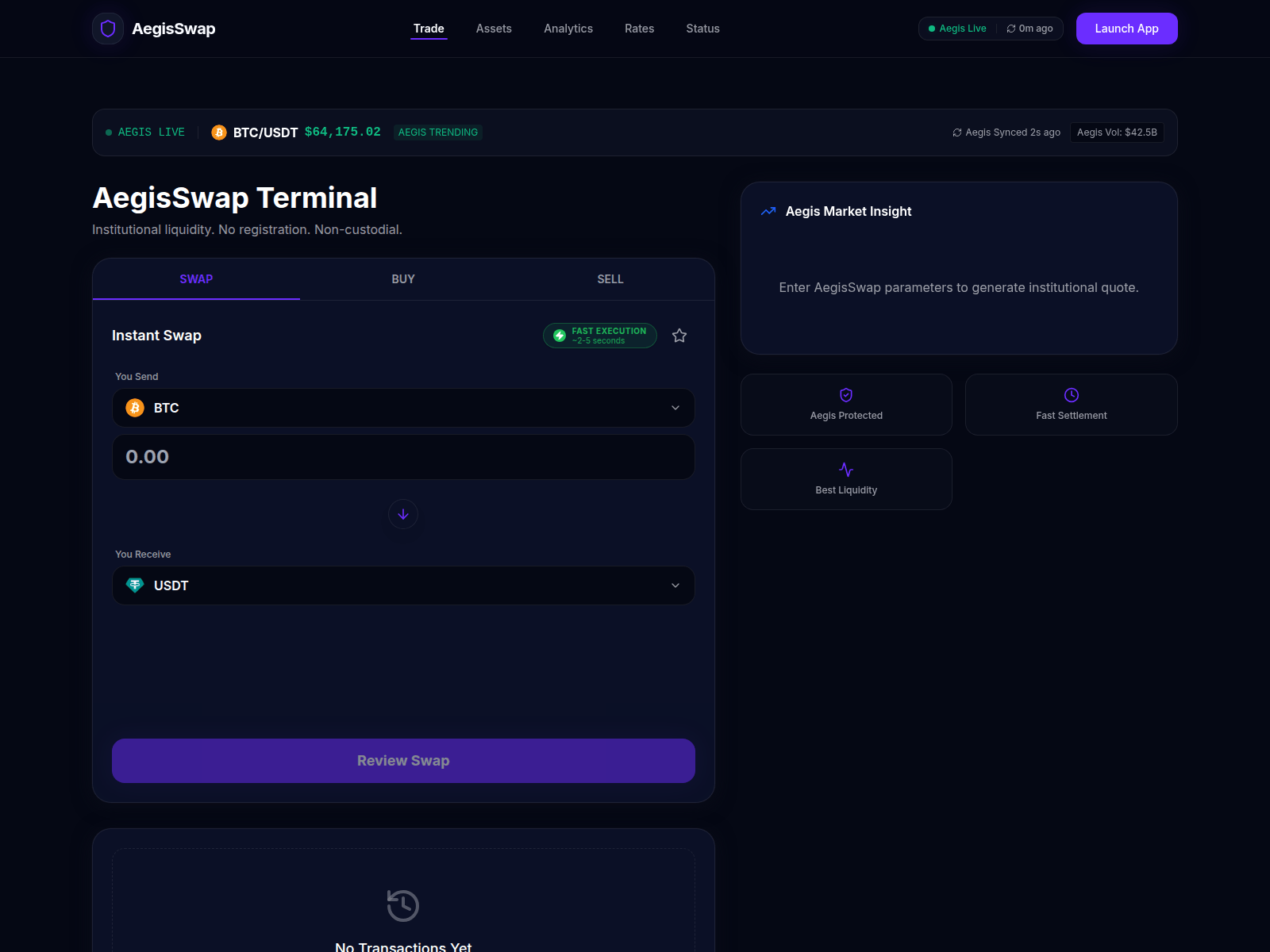 Screenshot of www.aegisswap.com