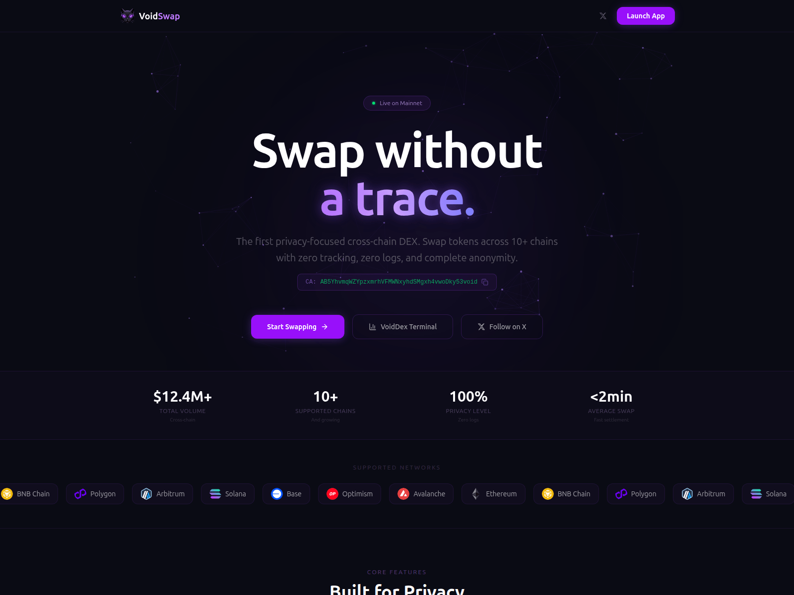 Screenshot of voidswap.finance