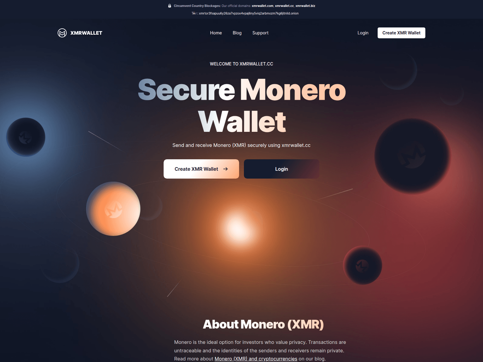 Screenshot of www.xmrwallet.cc