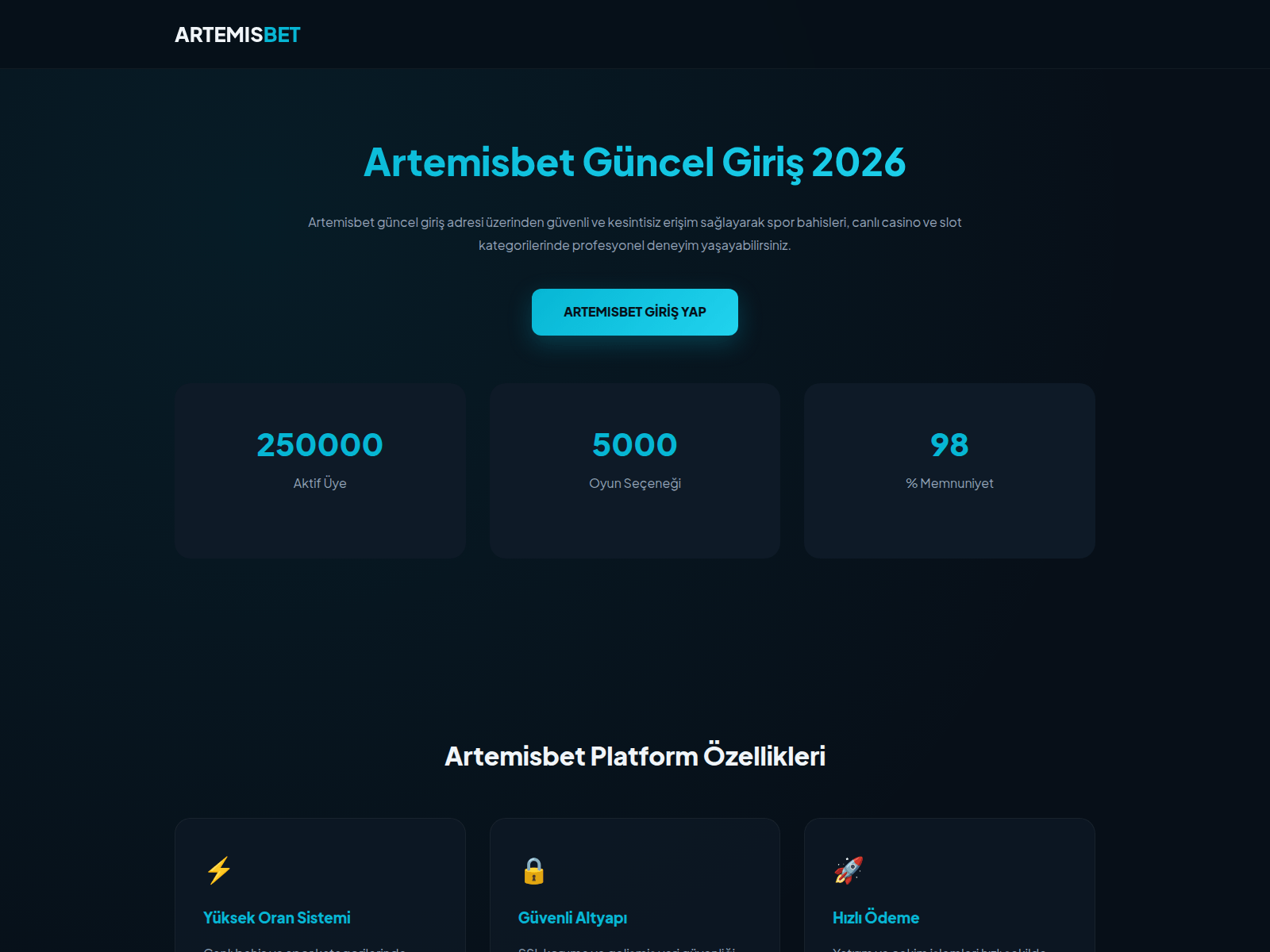 Screenshot of artemisgirisbetguncel.vip