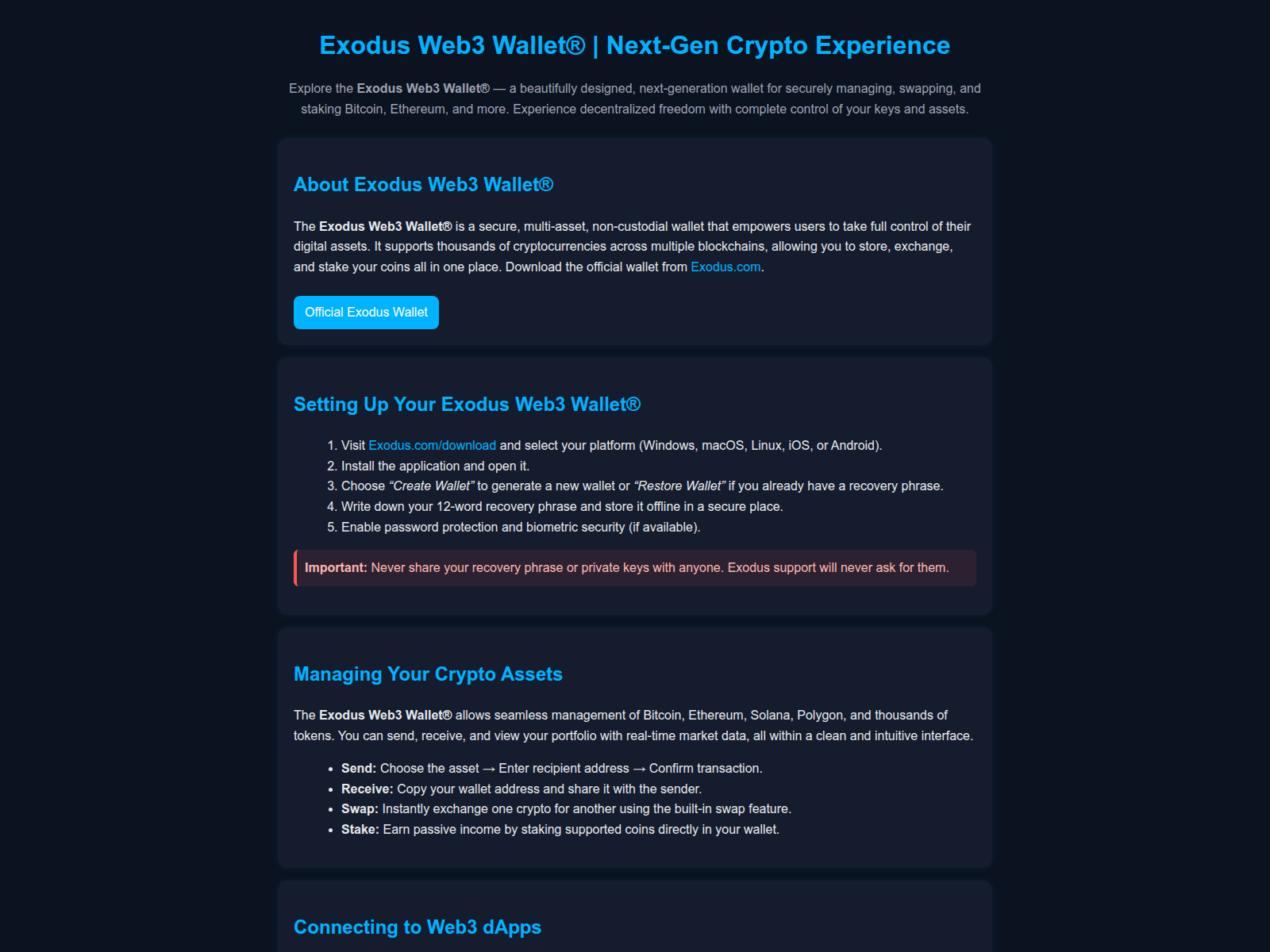 Screenshot of exosdus-web3.pages.dev