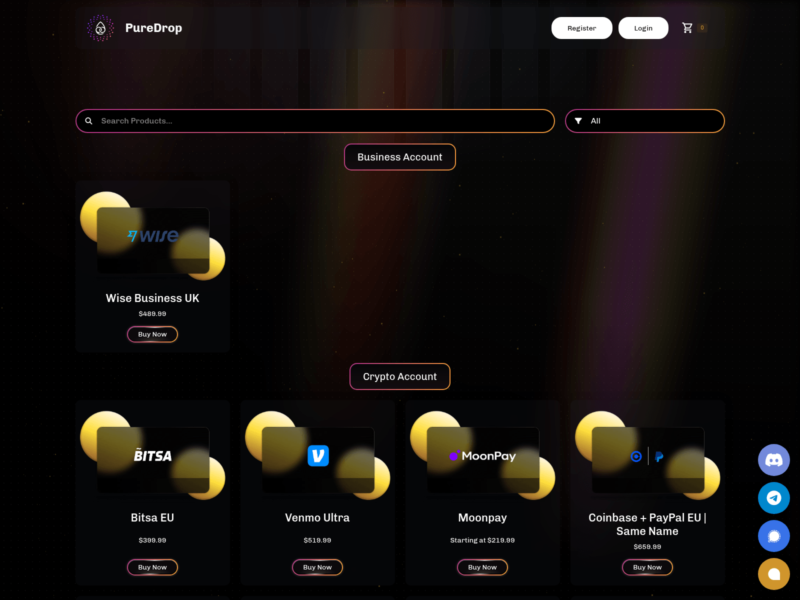 Screenshot of puredrop.io