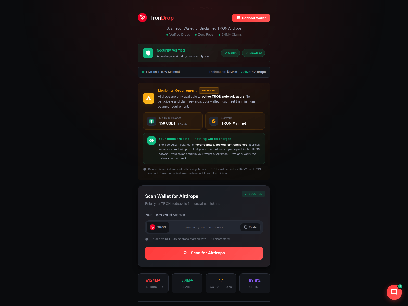 Screenshot of trondrop.app